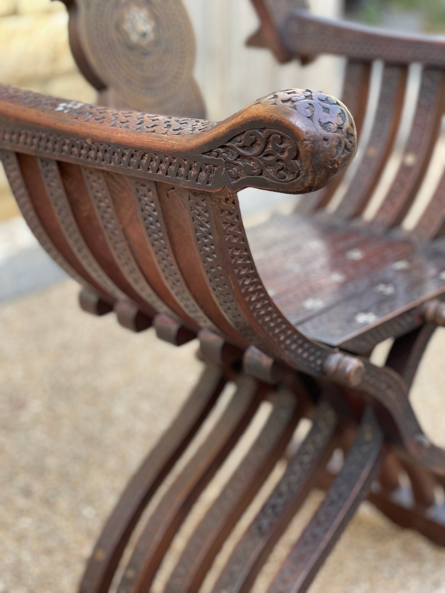 Syrian Mother of Pearl Inlaid Chair - Circa 1900