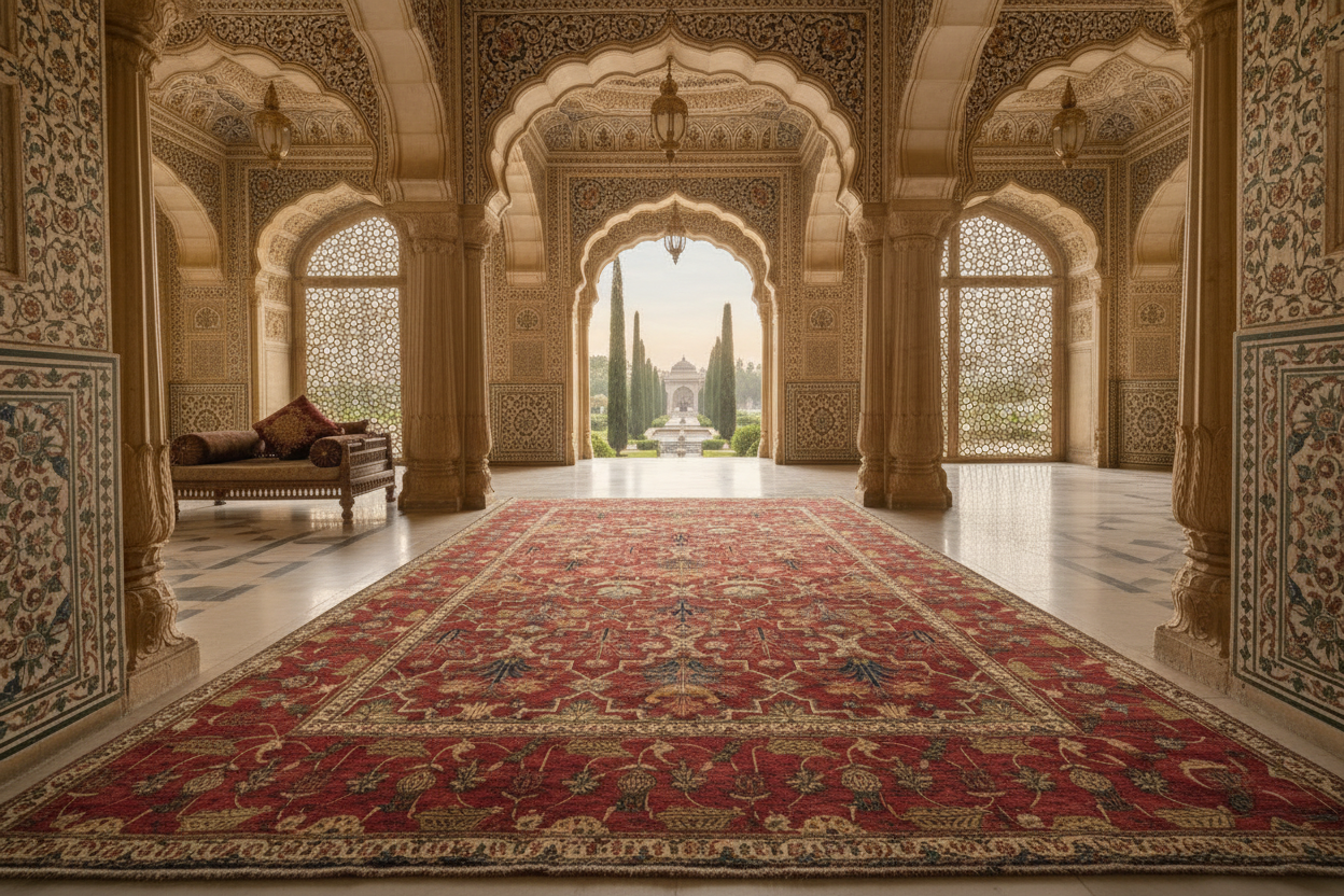 Mughal Design Flower & Lattice Carpet