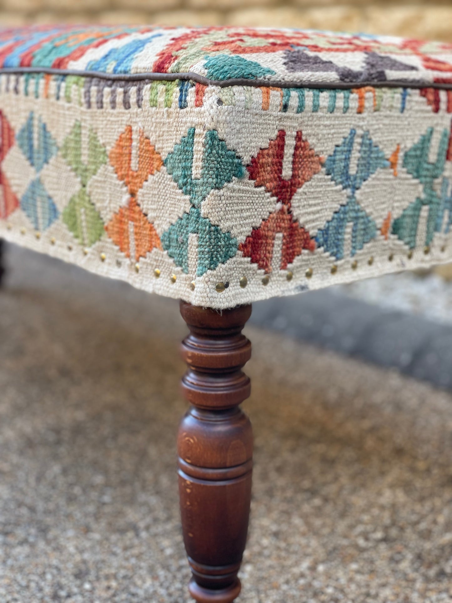 Kilim upholstered Ottoman/stool