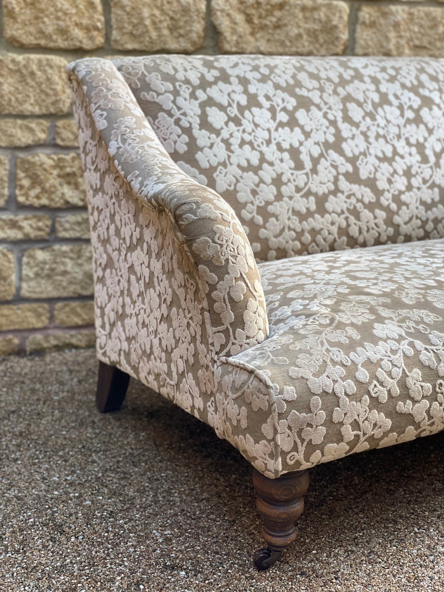 Victorian Revival 2 Seater sofa - Damask style Upholstered Sofa