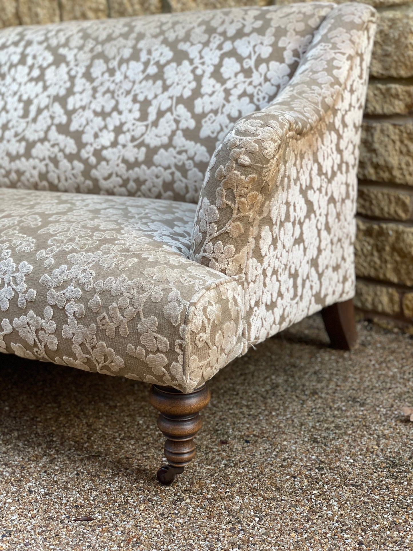 Victorian Revival 2 Seater sofa - Damask style Upholstered Sofa