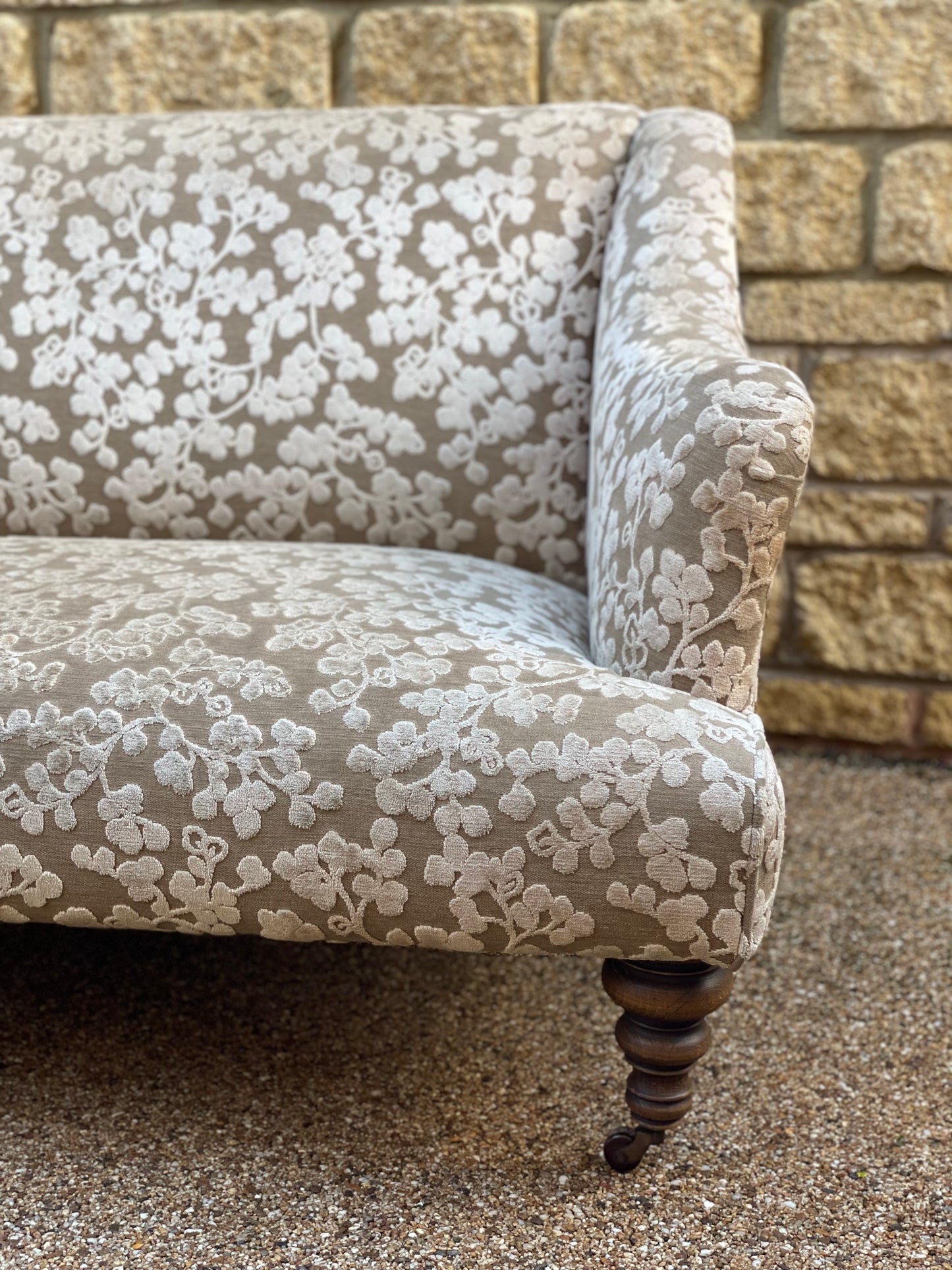 Victorian Revival 2 Seater sofa - Damask style Upholstered Sofa