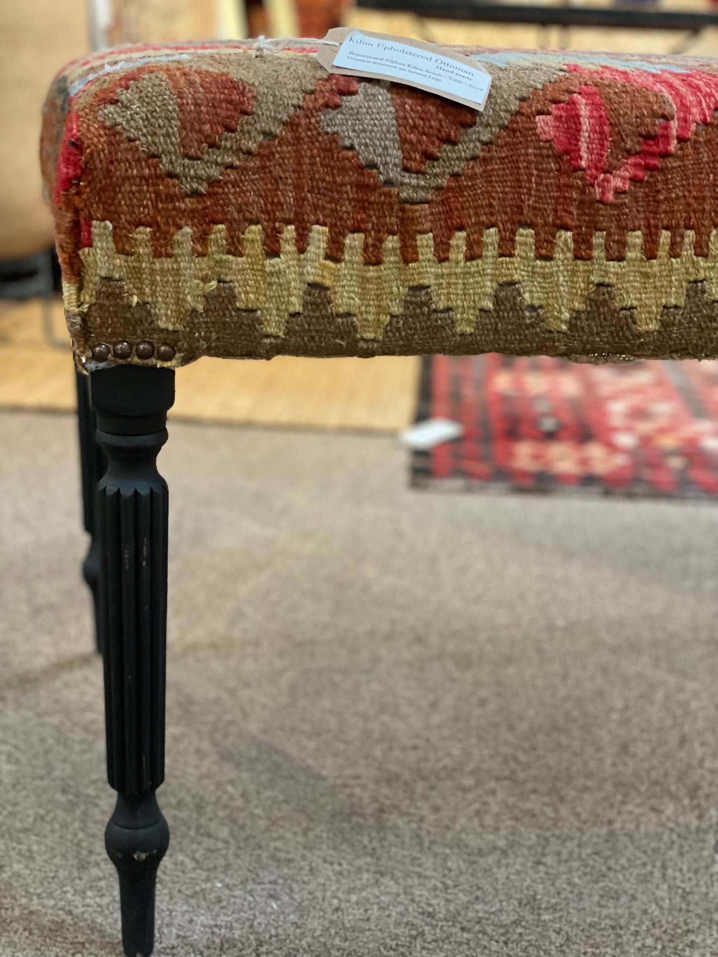 Kilim Upholstered Ottoman bench/stool