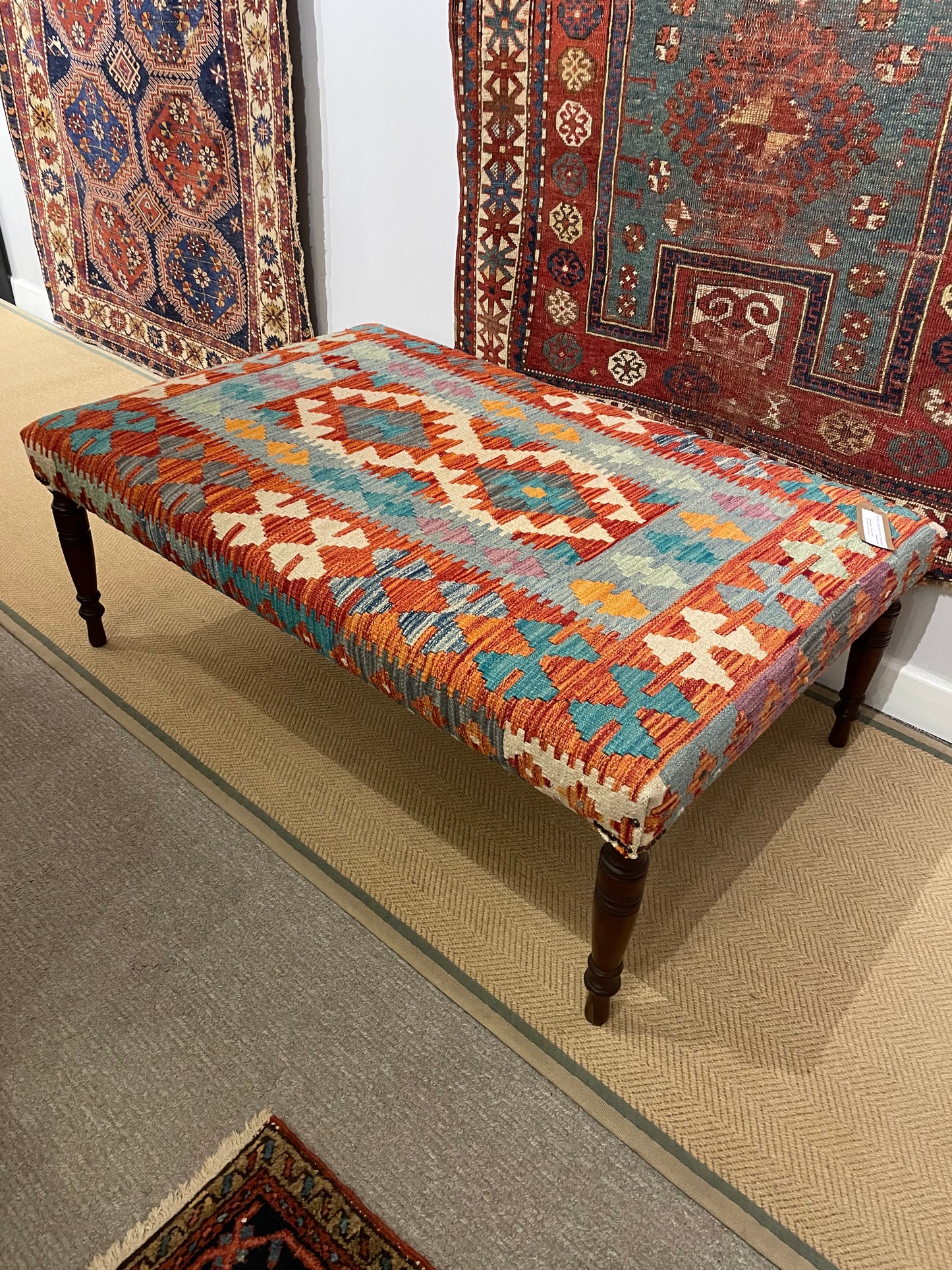 Kilim Upholstered Ottoman