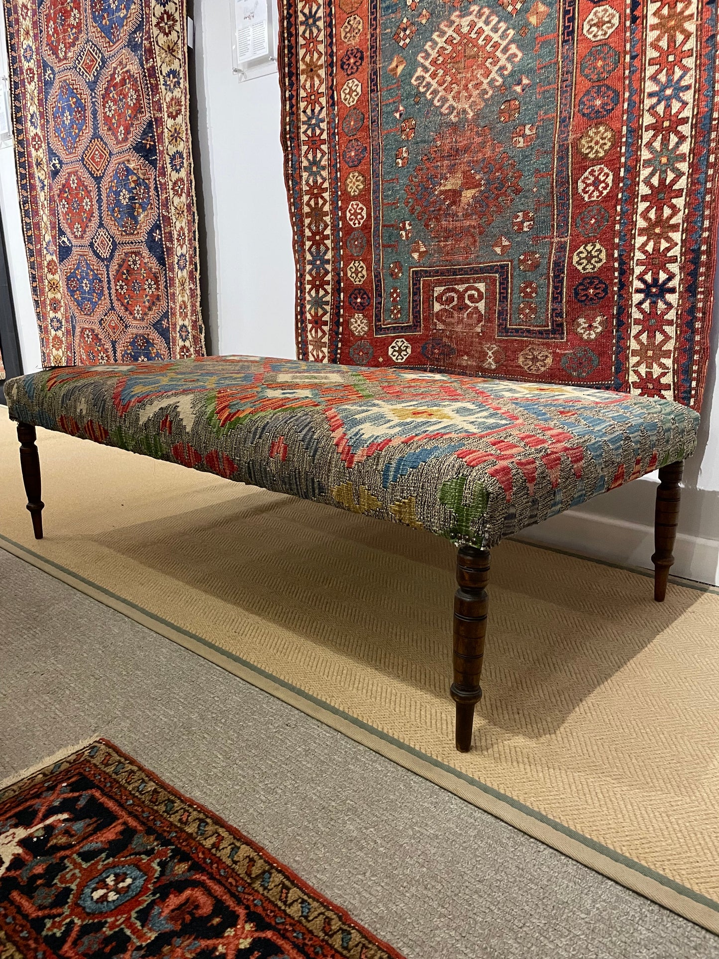 Kilim Upholstered Ottoman