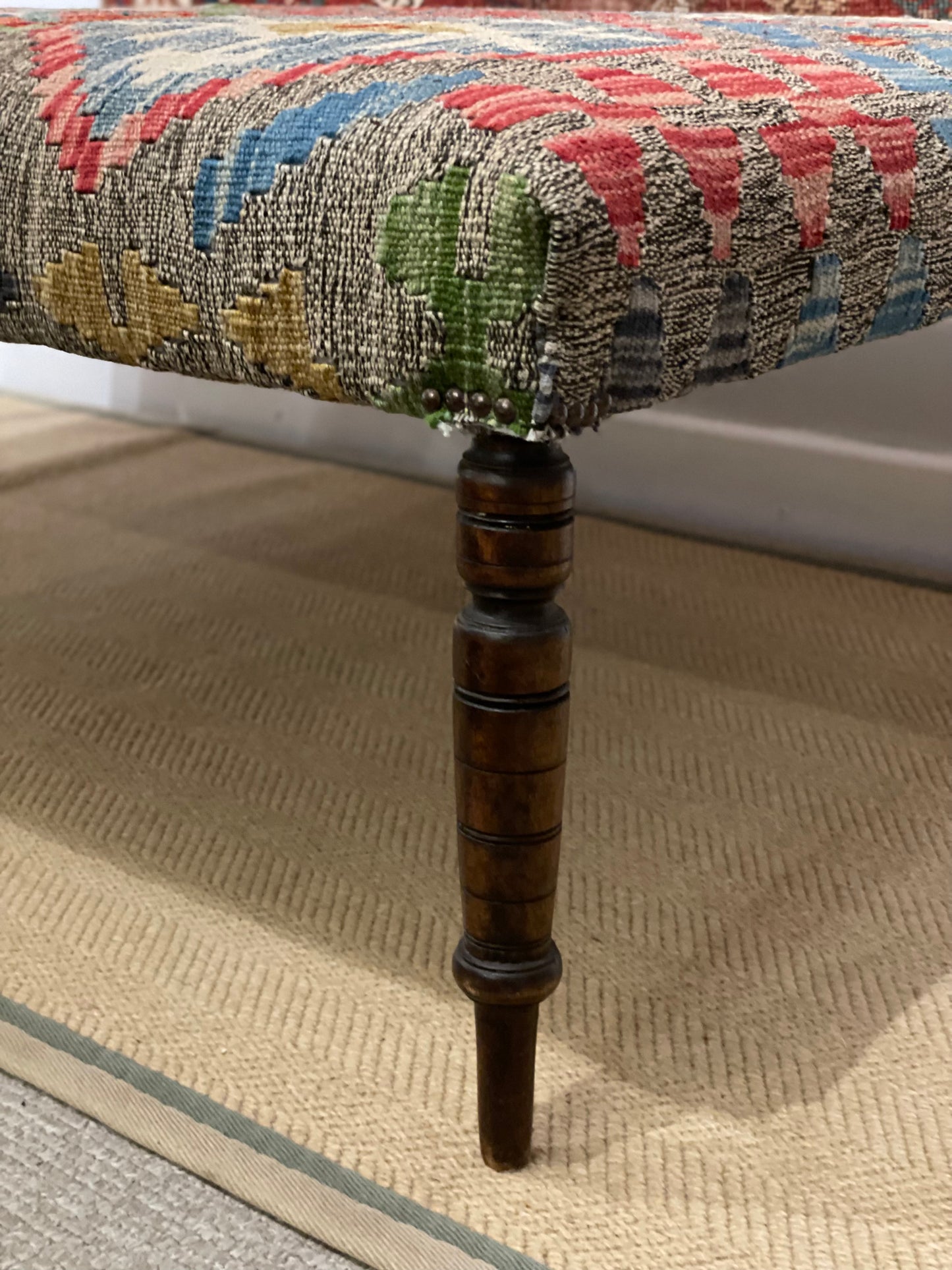 Kilim Upholstered Ottoman