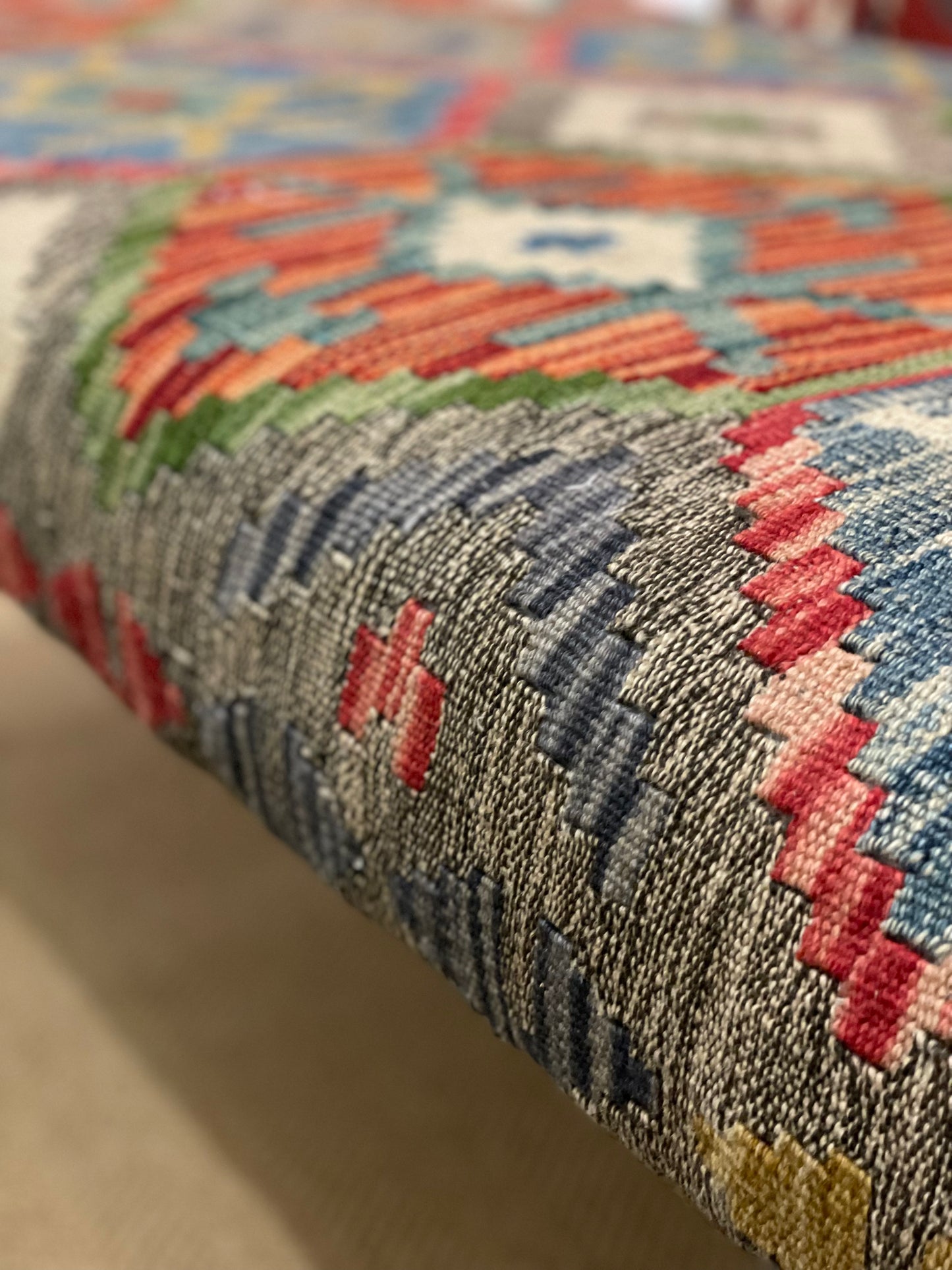 Kilim Upholstered Ottoman