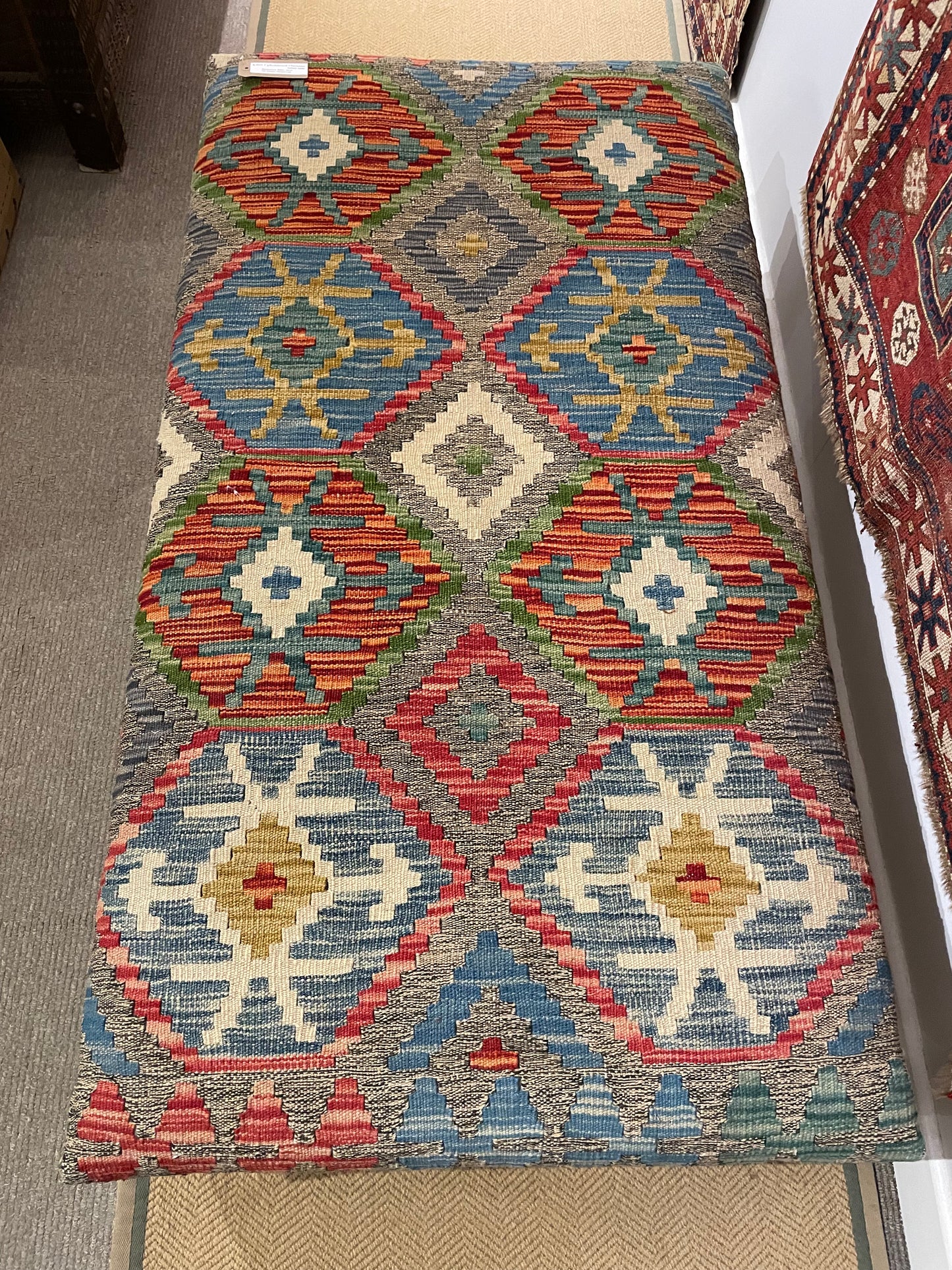 Kilim Upholstered Ottoman