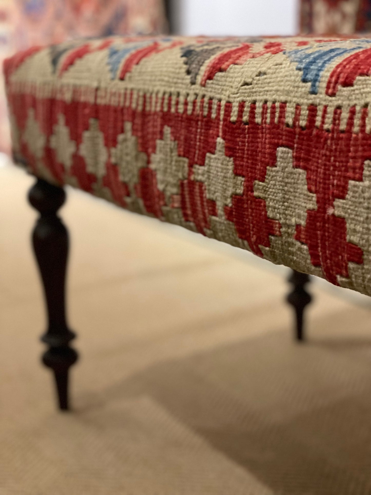 Kilim Upholstered Ottoman