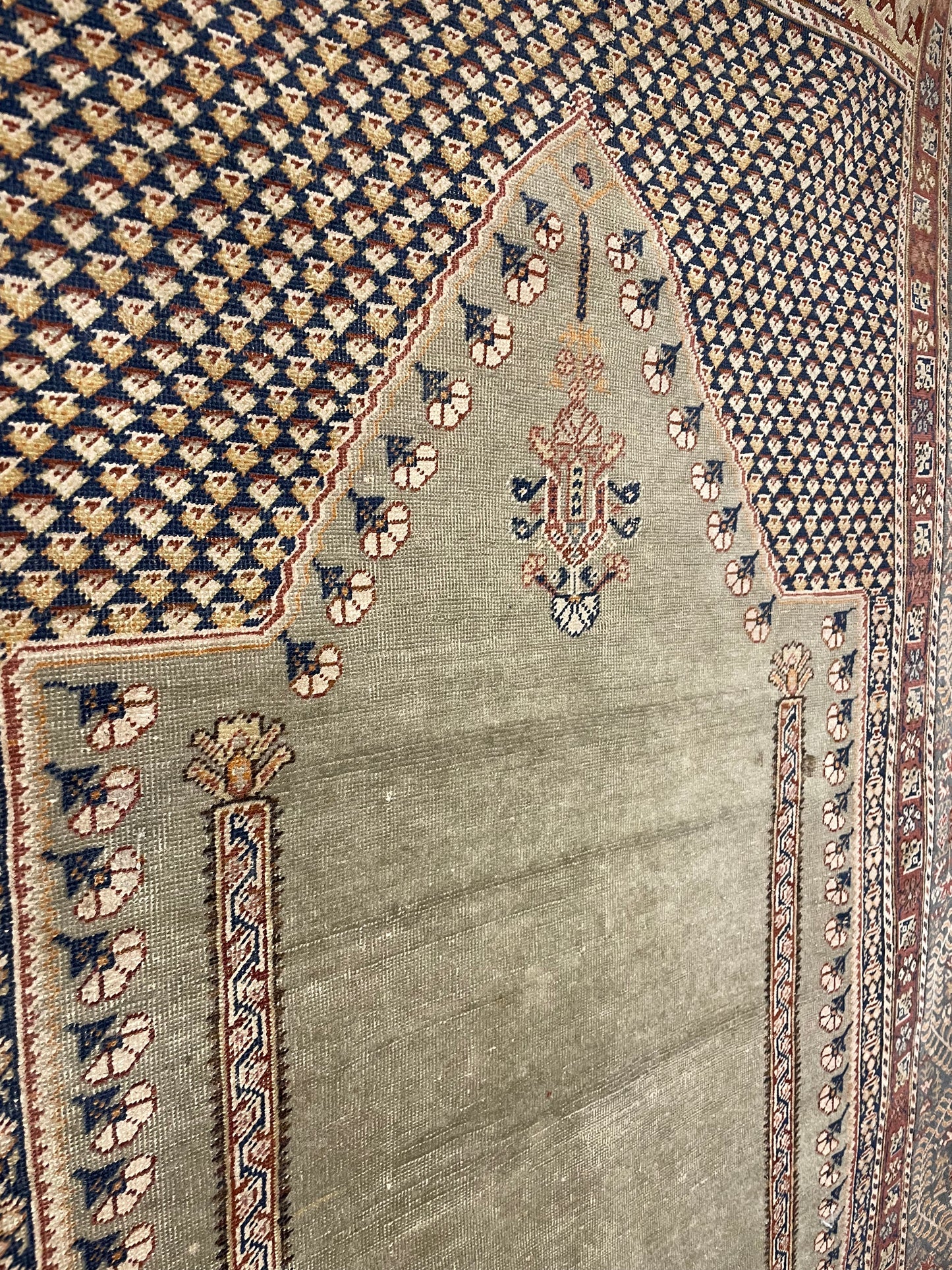 Antique Anatolian Ghiordes prayer rug