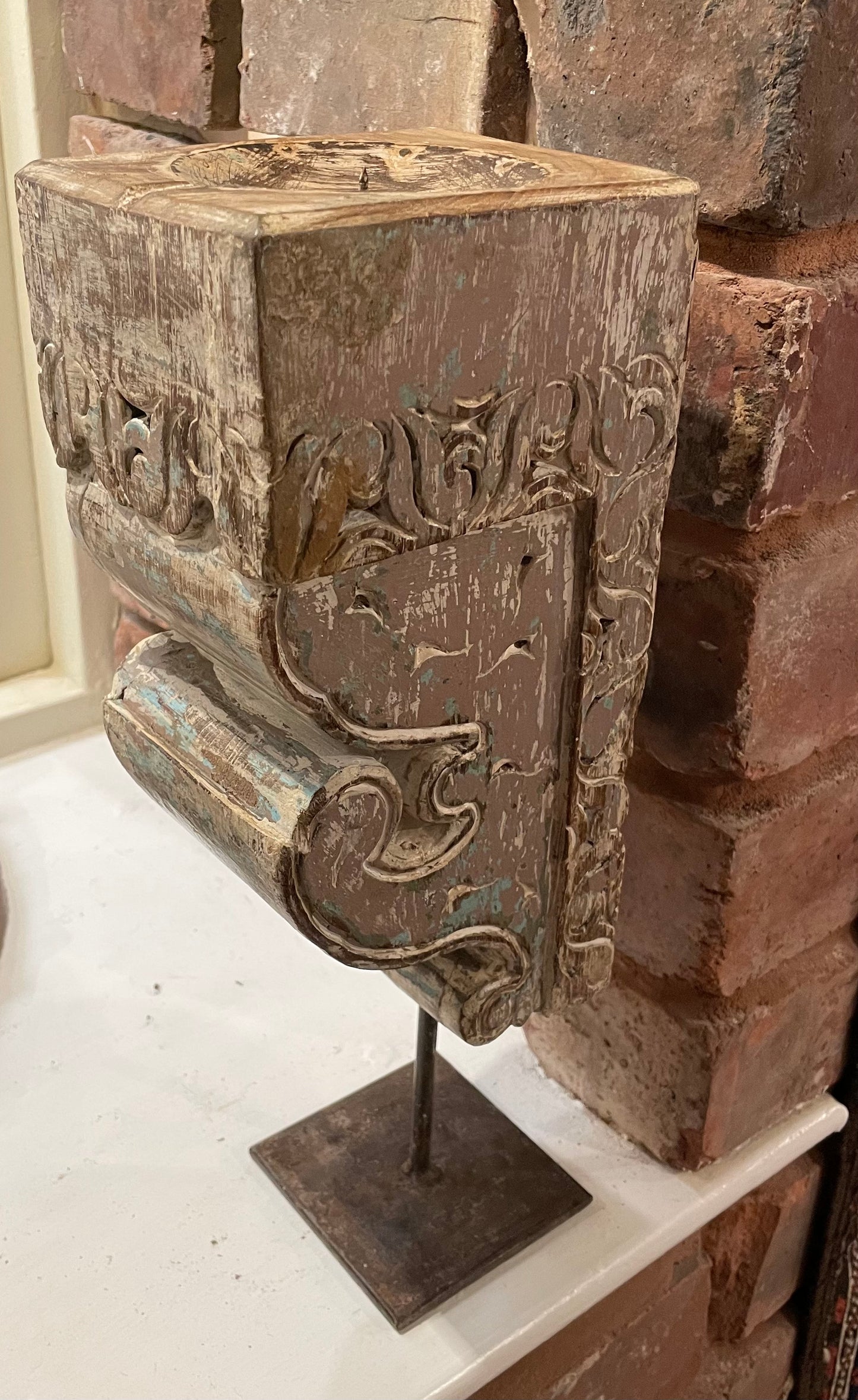Indian Carved Wooden Candle Holder