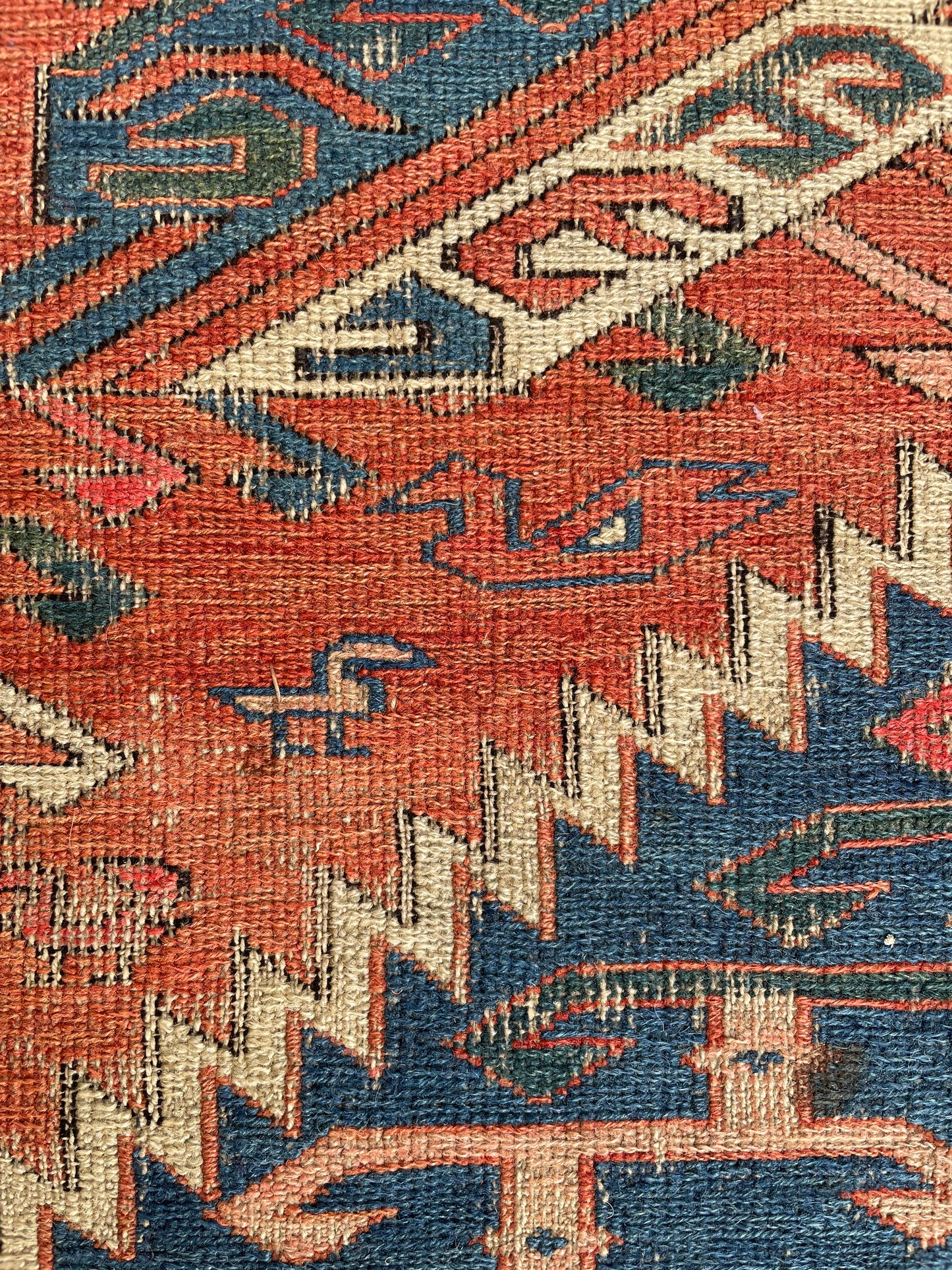 Antique Caucasian “Dragon” Sumak Carpet
