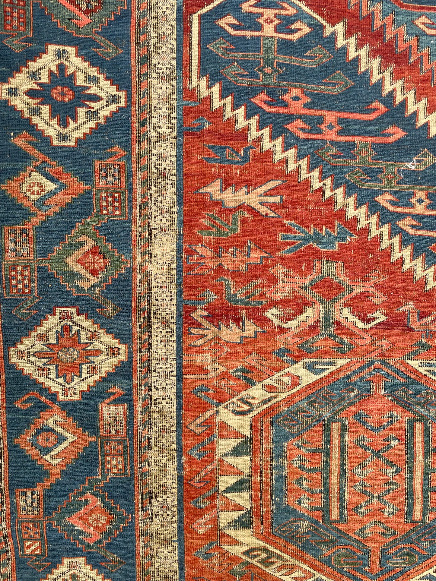 Antique Caucasian “Dragon” Sumak Carpet