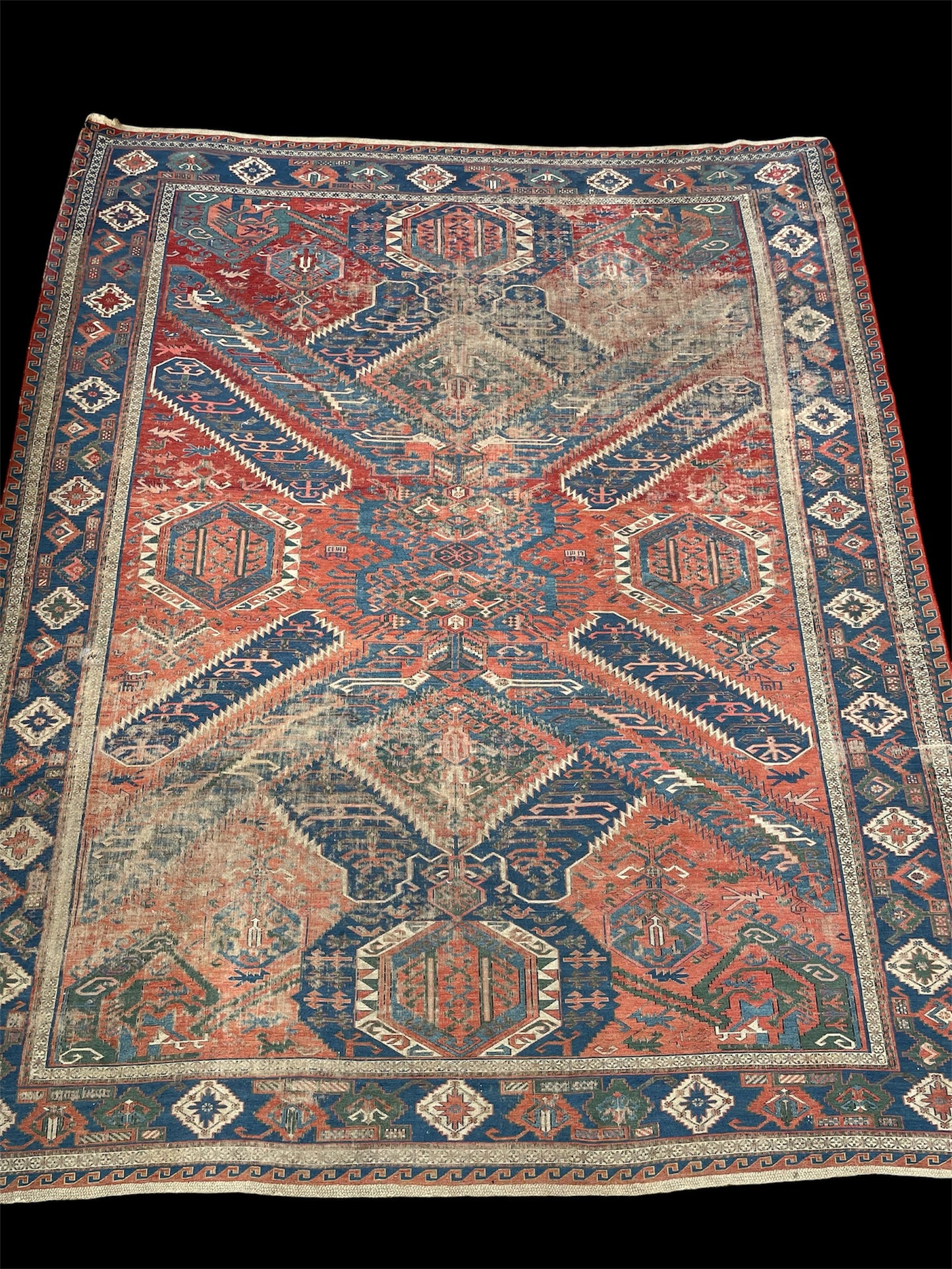 Antique Caucasian “Dragon” Sumak Carpet