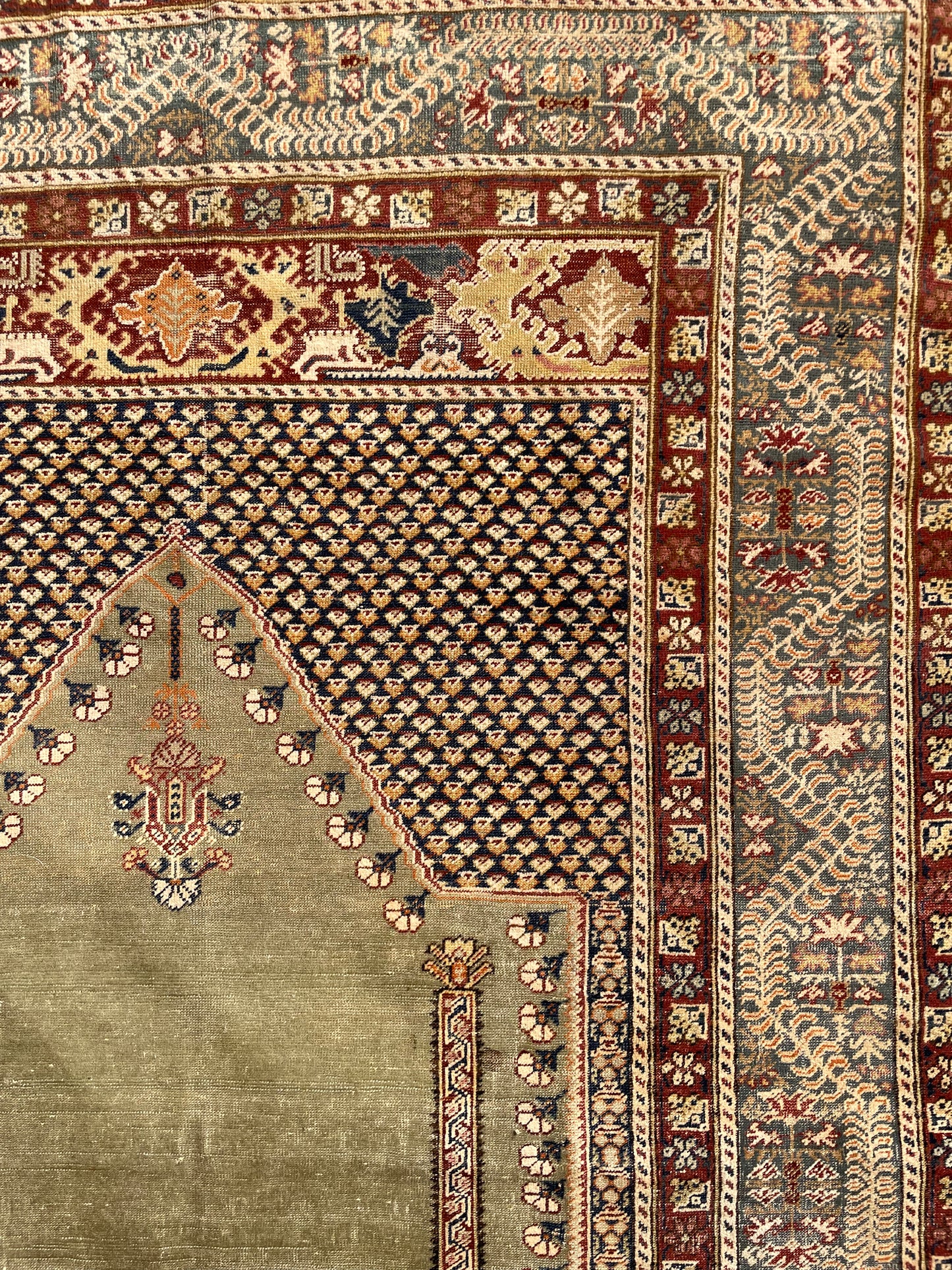 Antique Anatolian Ghiordes prayer rug
