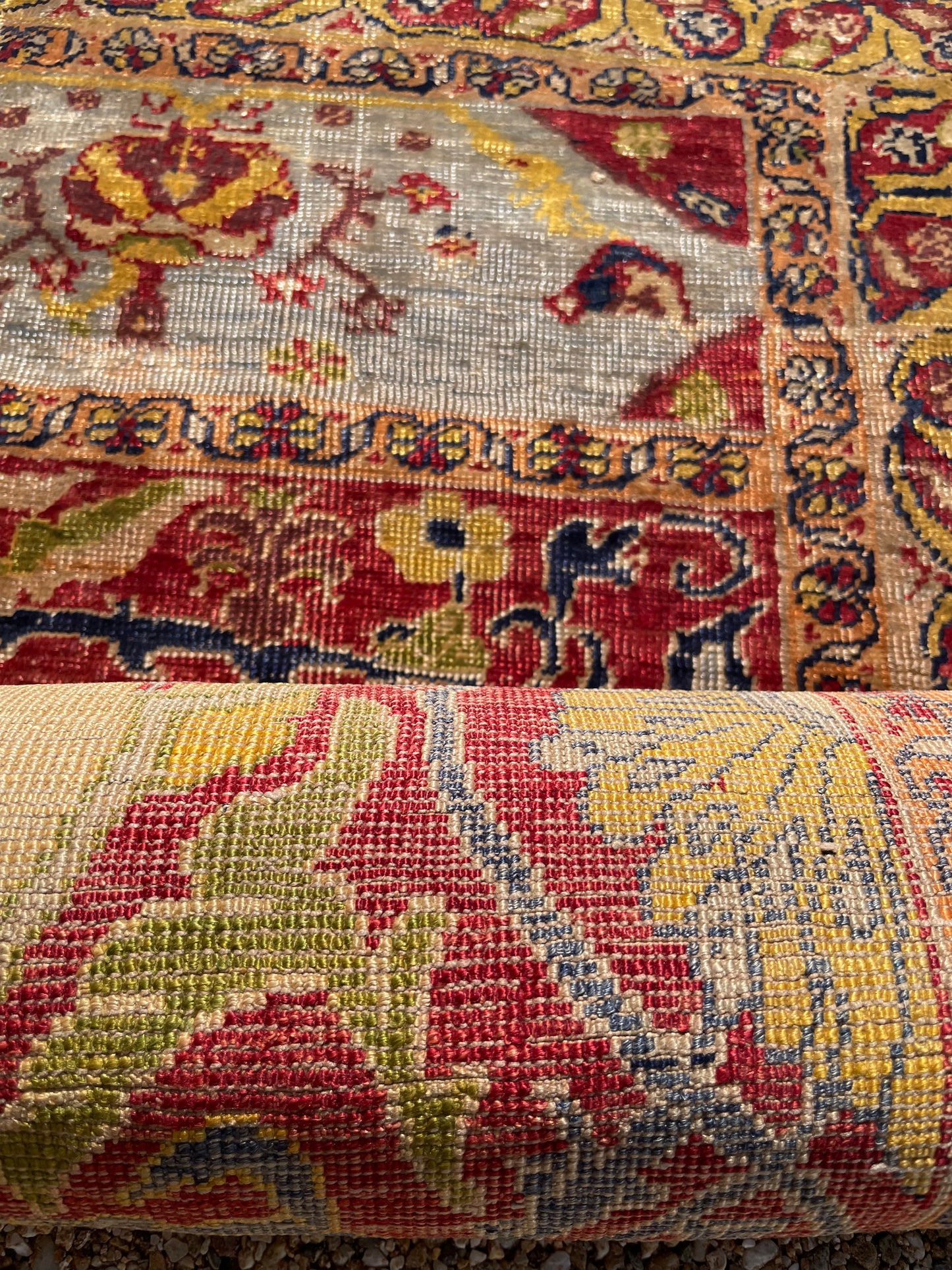 Early Anatolian Silk Prayer Rug of Ghiordes Design - 19th Century