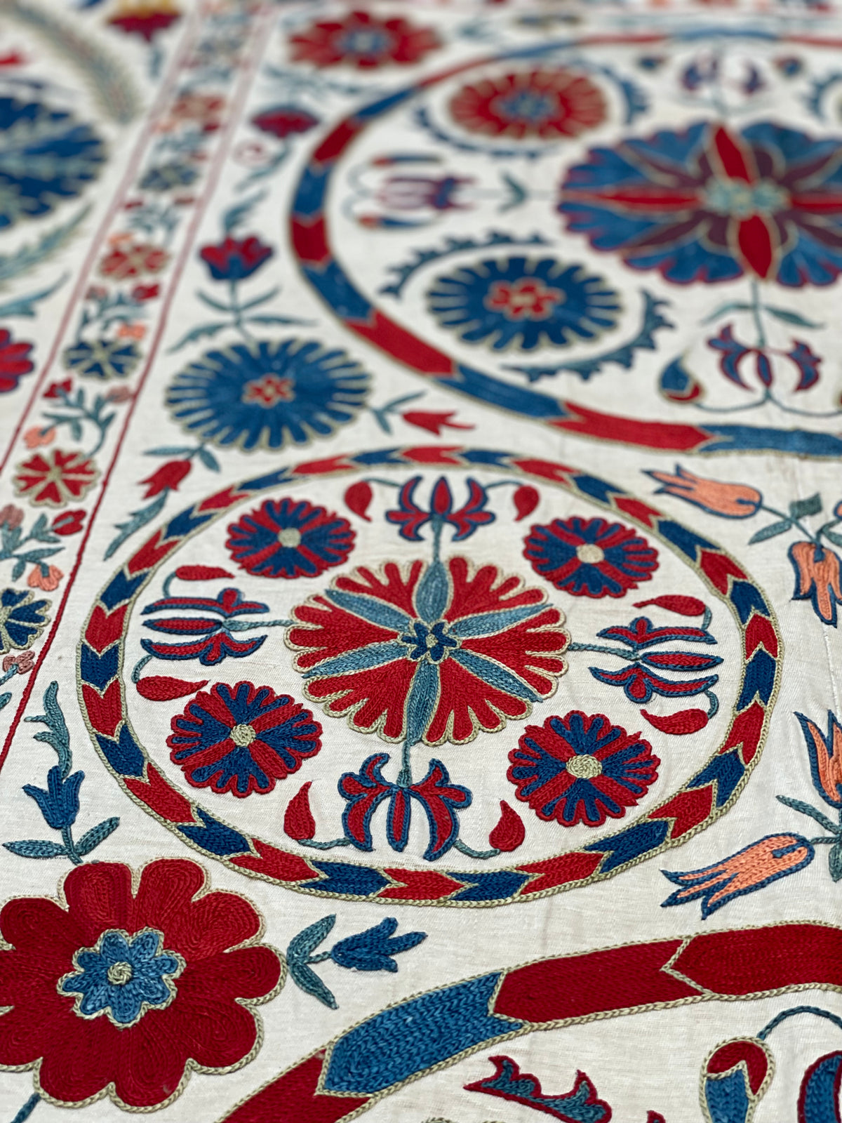 Fine Silk Uzbek Bukhara ‘Nim’ Suzani Textile