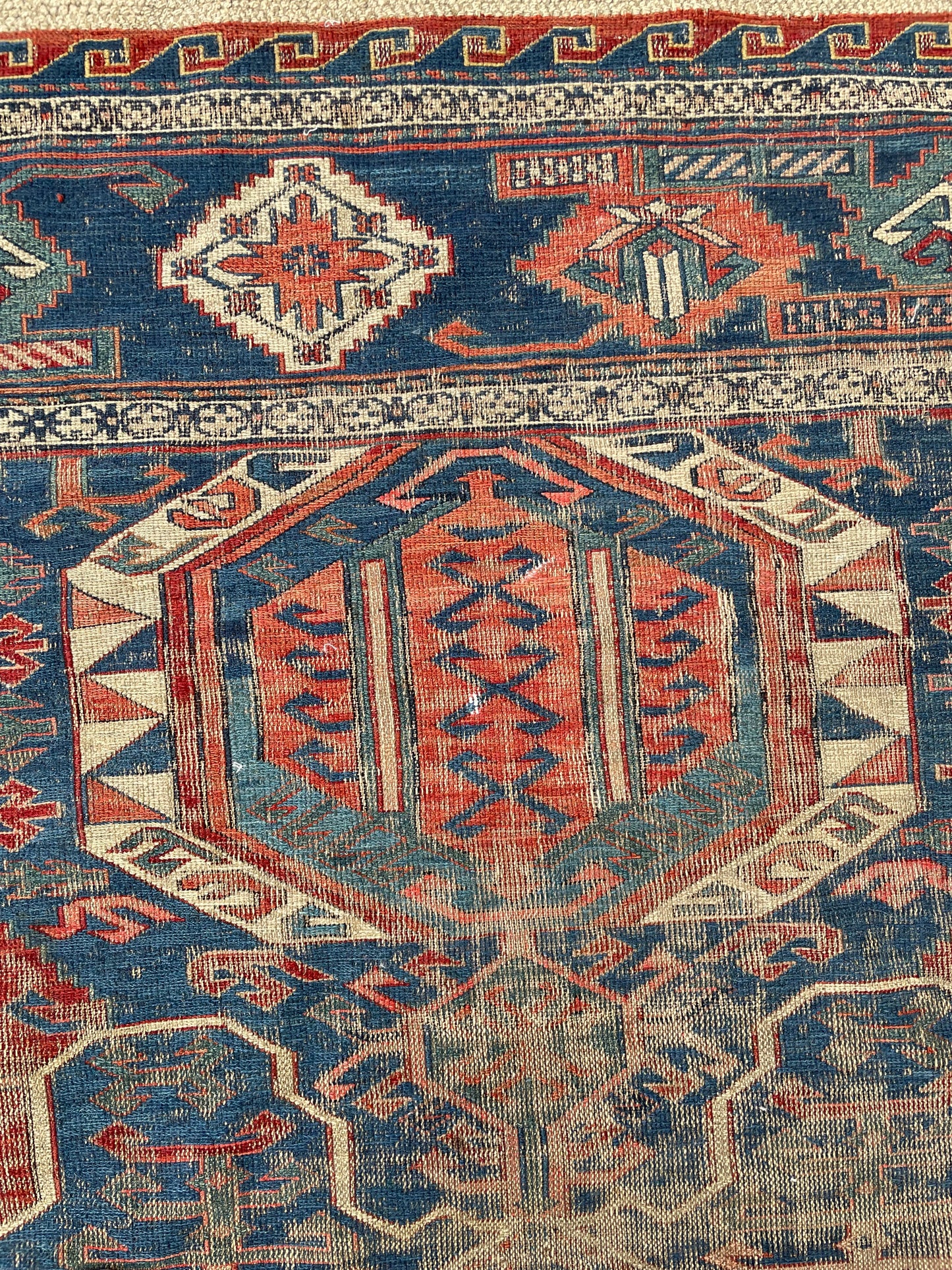 Antique Caucasian “Dragon” Sumak Carpet