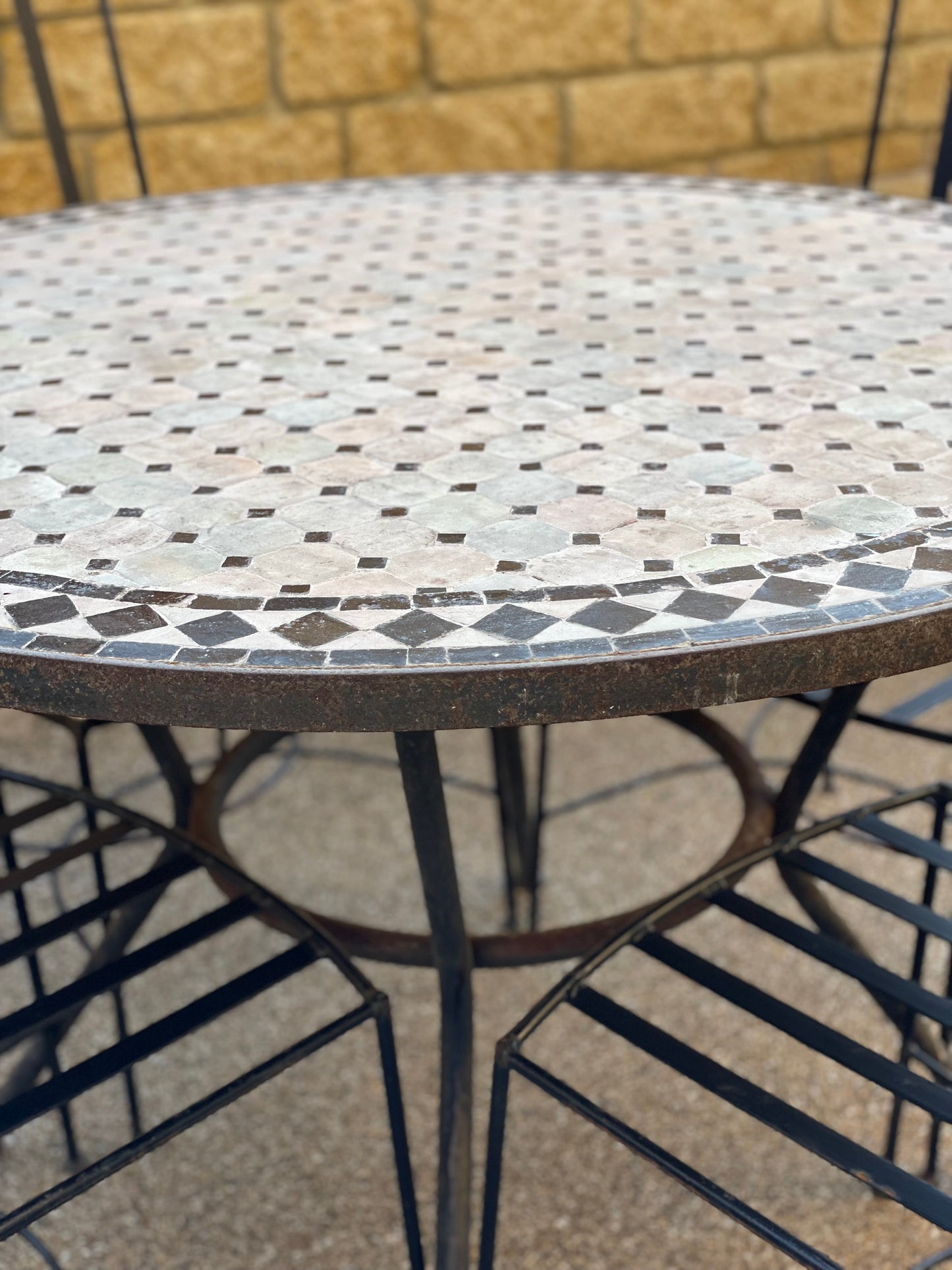 Vintage Moroccan Mosaic Garden Table & x4 Chairs
