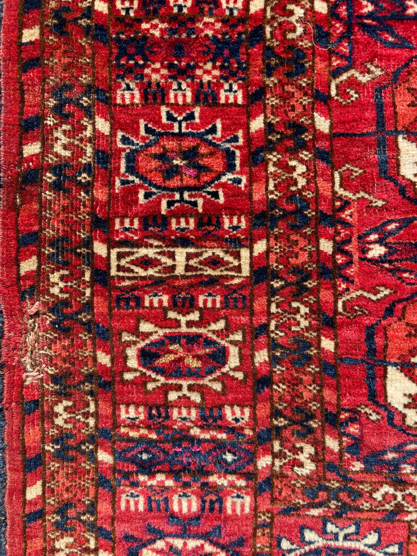 Antique Tekke Turkoman Dowry Rug with silk highlights