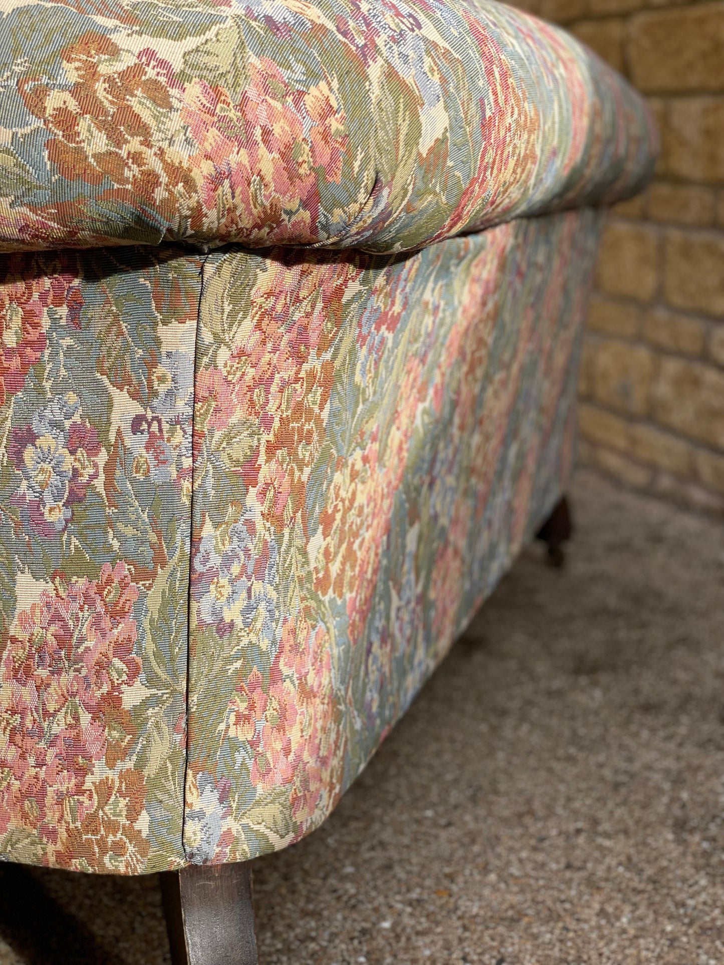 Victorian scroll-arm drop-end sofa. 2 Seater