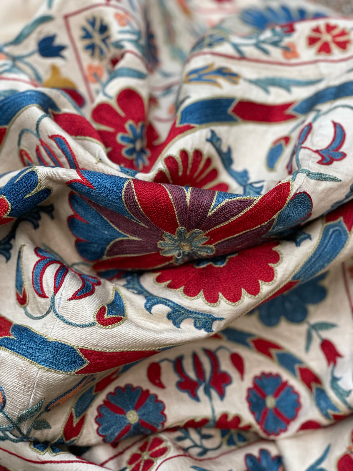 Fine Silk Uzbek Bukhara ‘Nim’ Suzani Textile