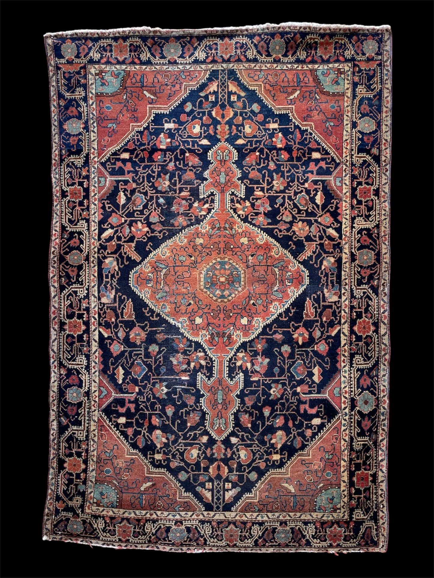 Antique Persian Jozan Rug Circa 1900