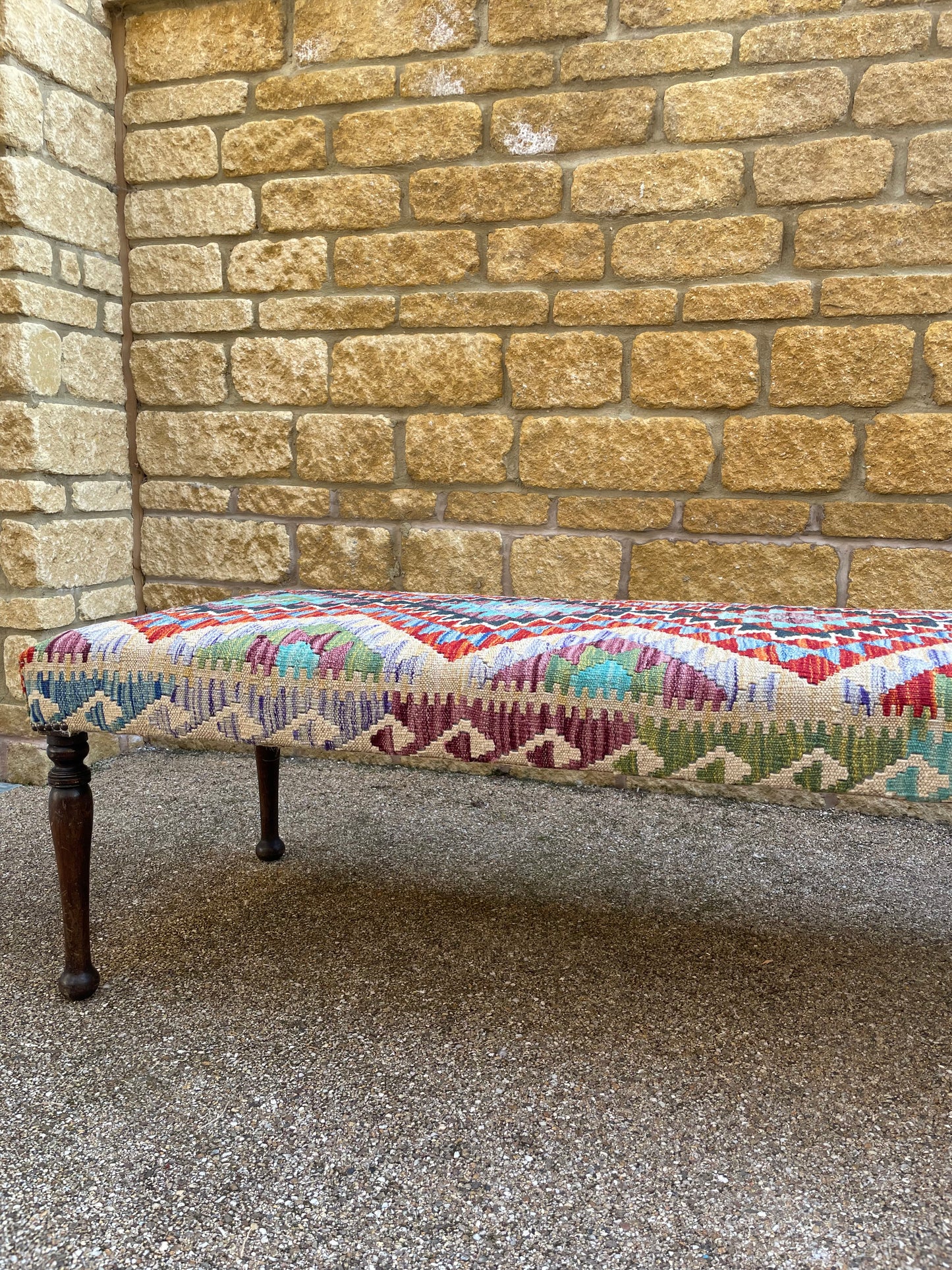 Kilim upholstered Ottoman Long Bench/Stool