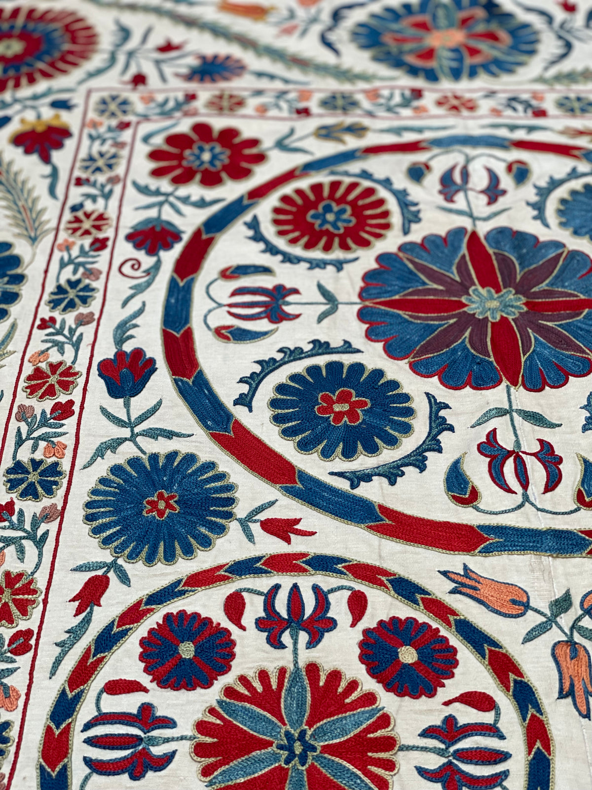 Fine Silk Uzbek Bukhara ‘Nim’ Suzani Textile