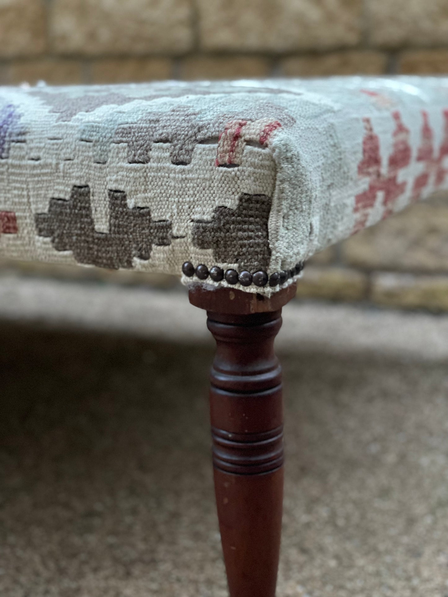 Kilim Upholstered Ottoman Table/ Stool