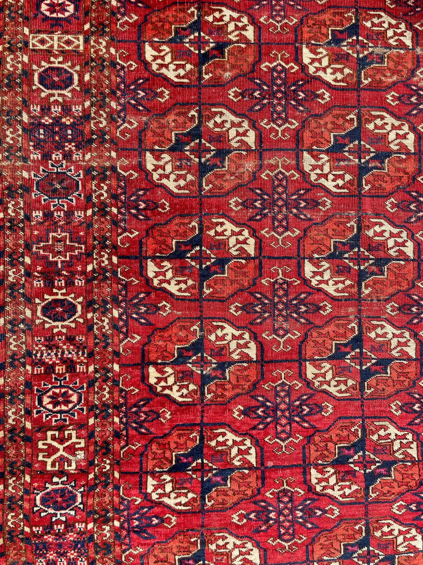 Antique Tekke Turkoman Dowry Rug with silk highlights
