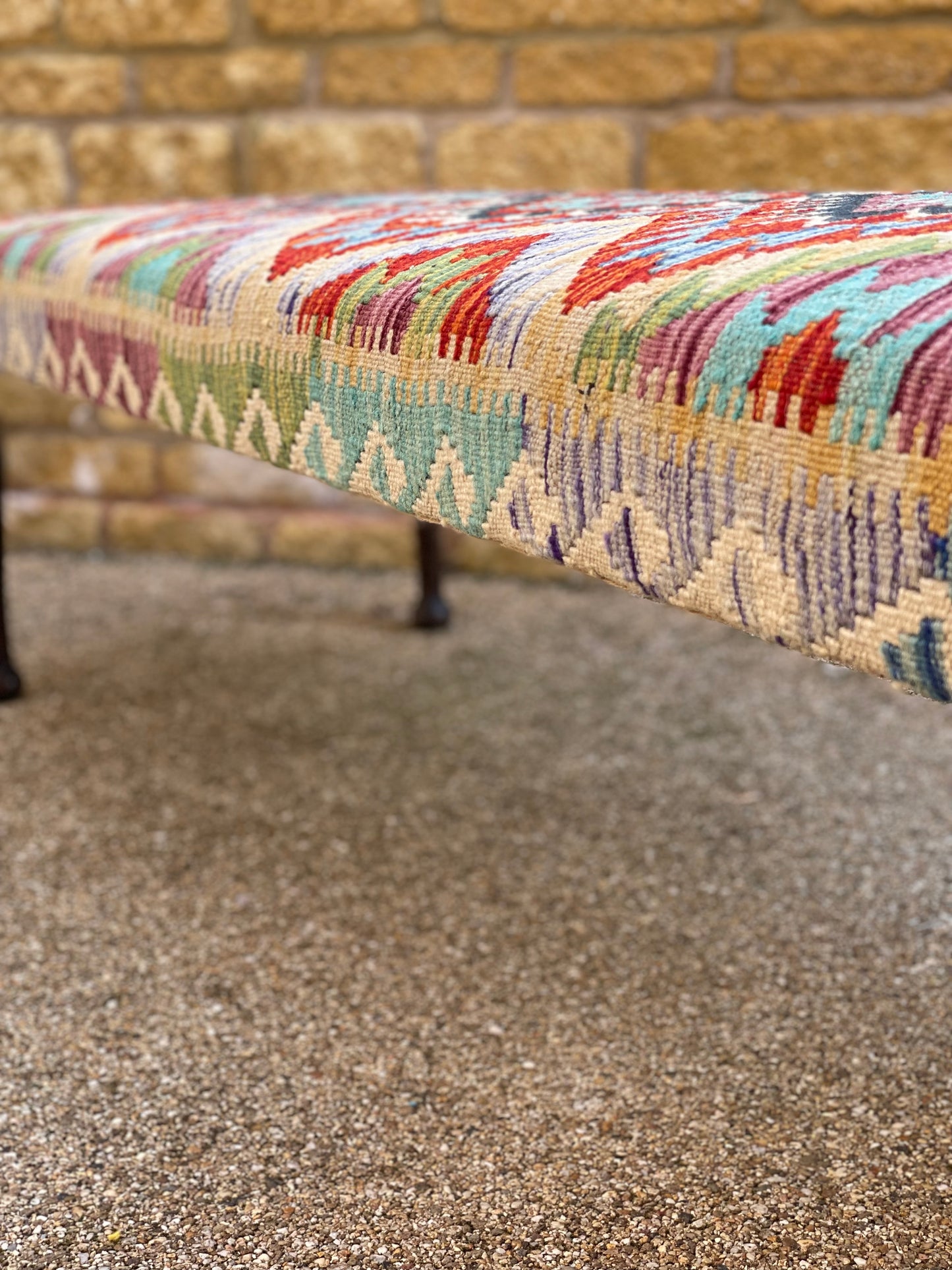 Kilim upholstered Ottoman Long Bench/Stool