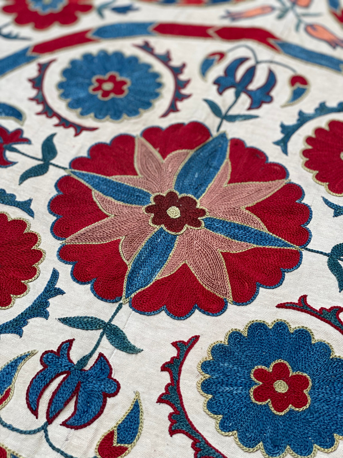 Fine Silk Uzbek Bukhara ‘Nim’ Suzani Textile