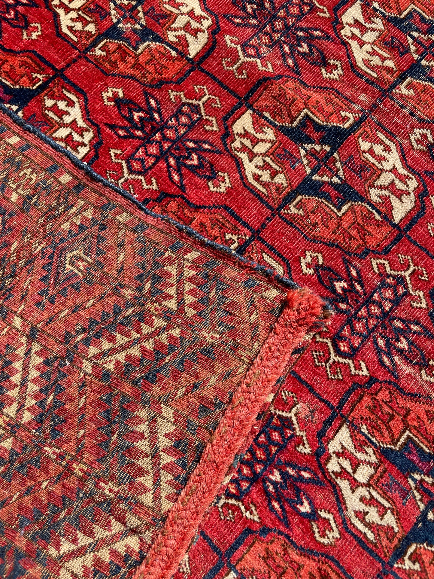 Antique Tekke Turkoman Dowry Rug with silk highlights