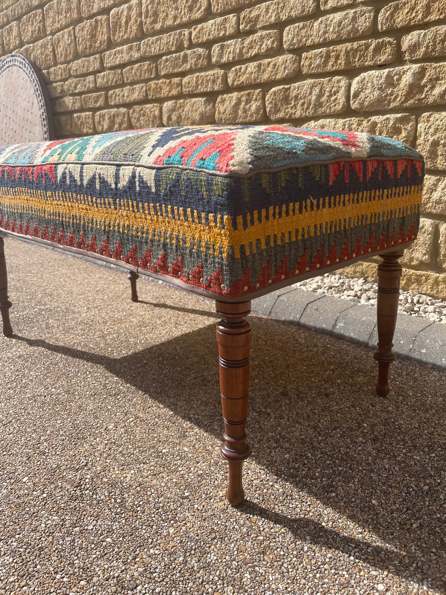 Kilim upholstered Ottoman/stool