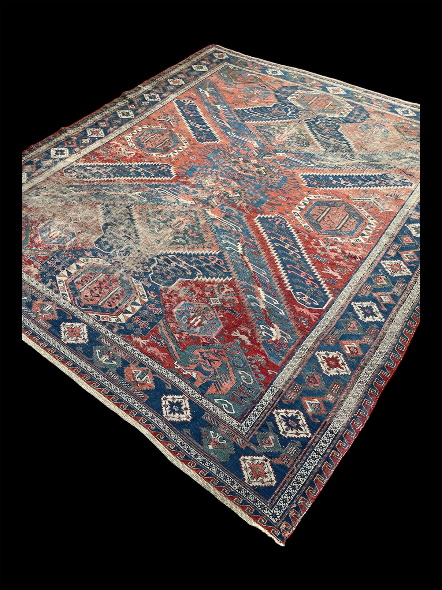 Antique Caucasian “Dragon” Sumak Carpet
