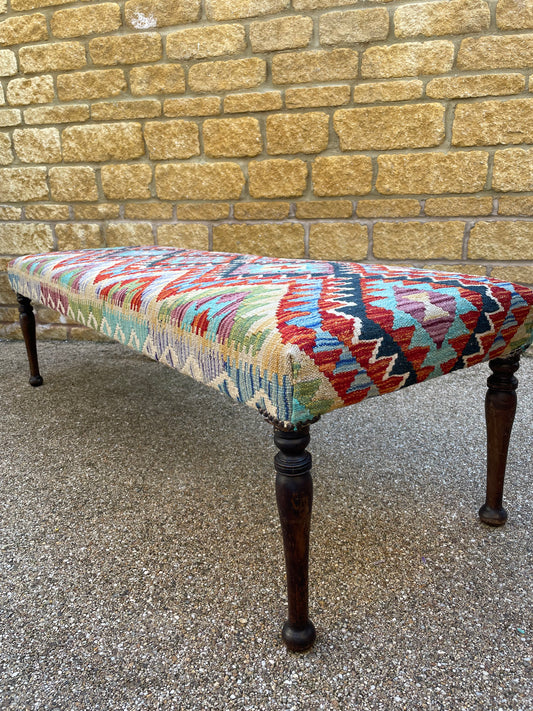 Kilim upholstered Ottoman Long Bench/Stool