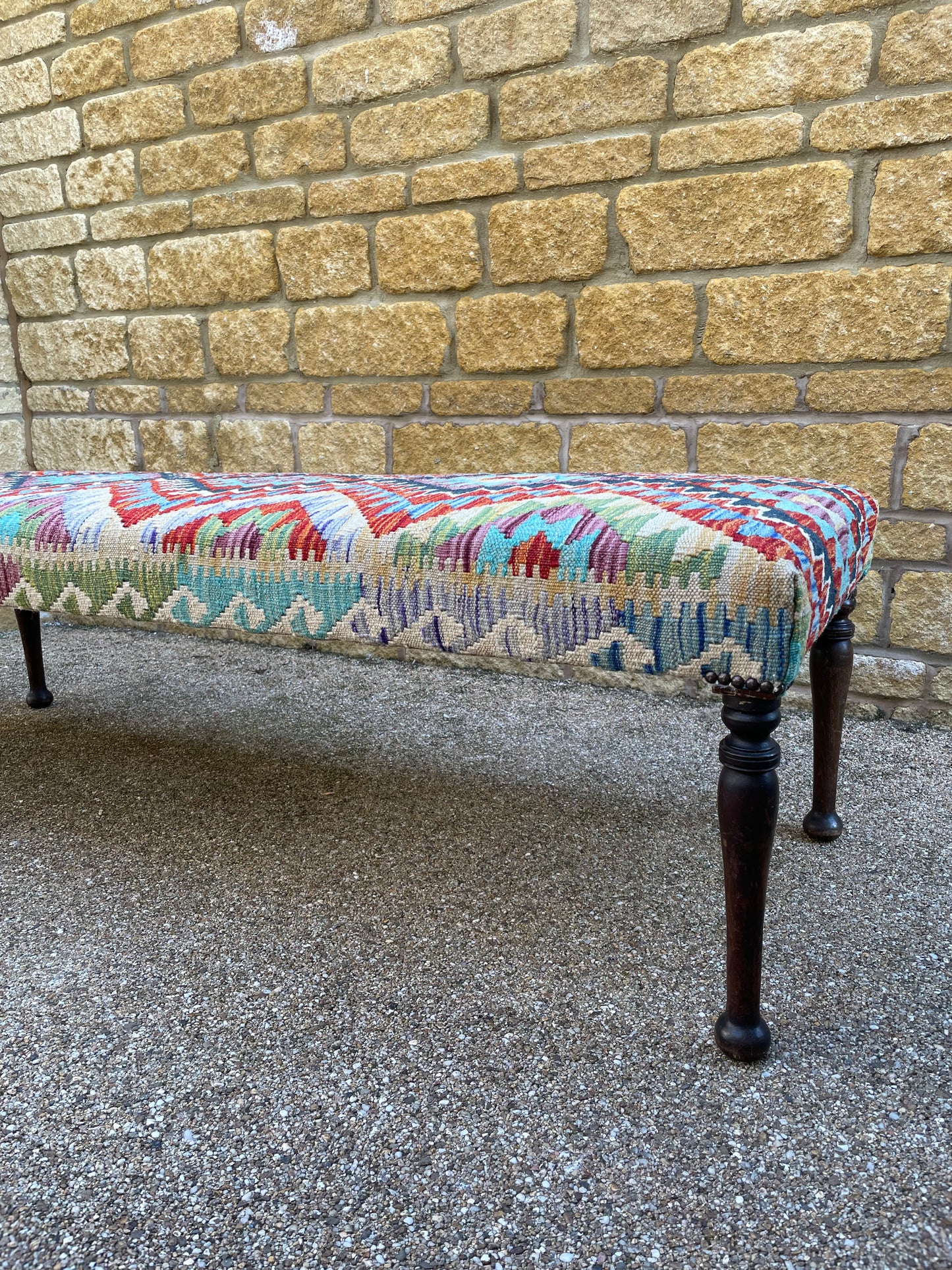 Kilim upholstered Ottoman Long Bench/Stool