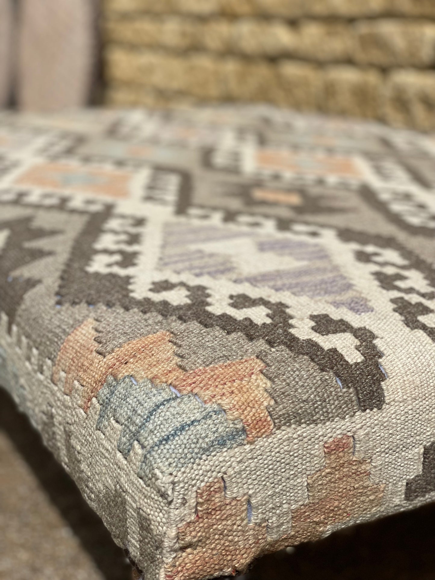 Large Kilim upholstered Ottoman Table