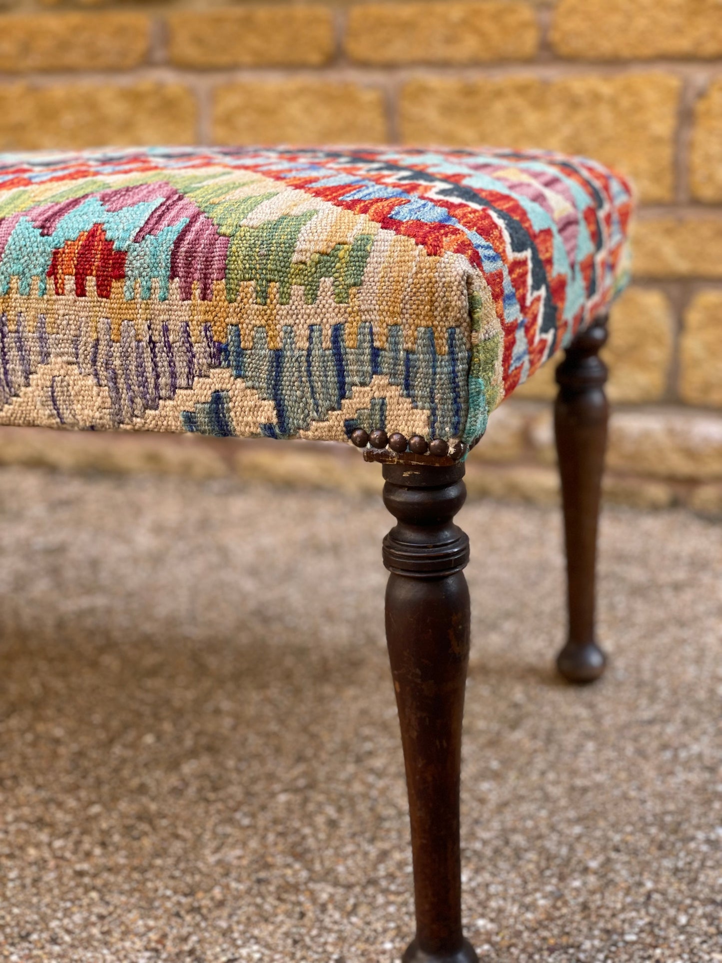 Kilim upholstered Ottoman Long Bench/Stool