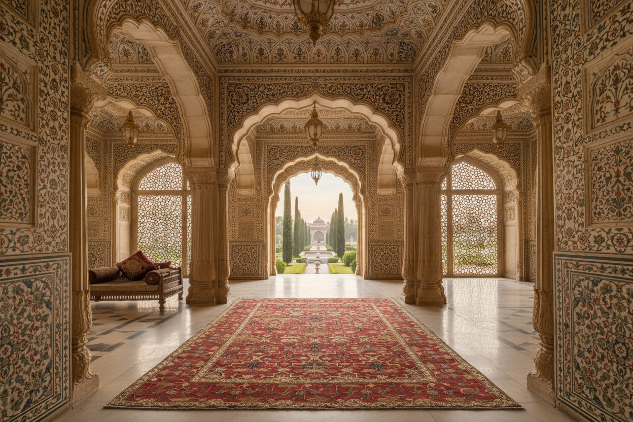 Mughal Design Flower & Lattice Carpet