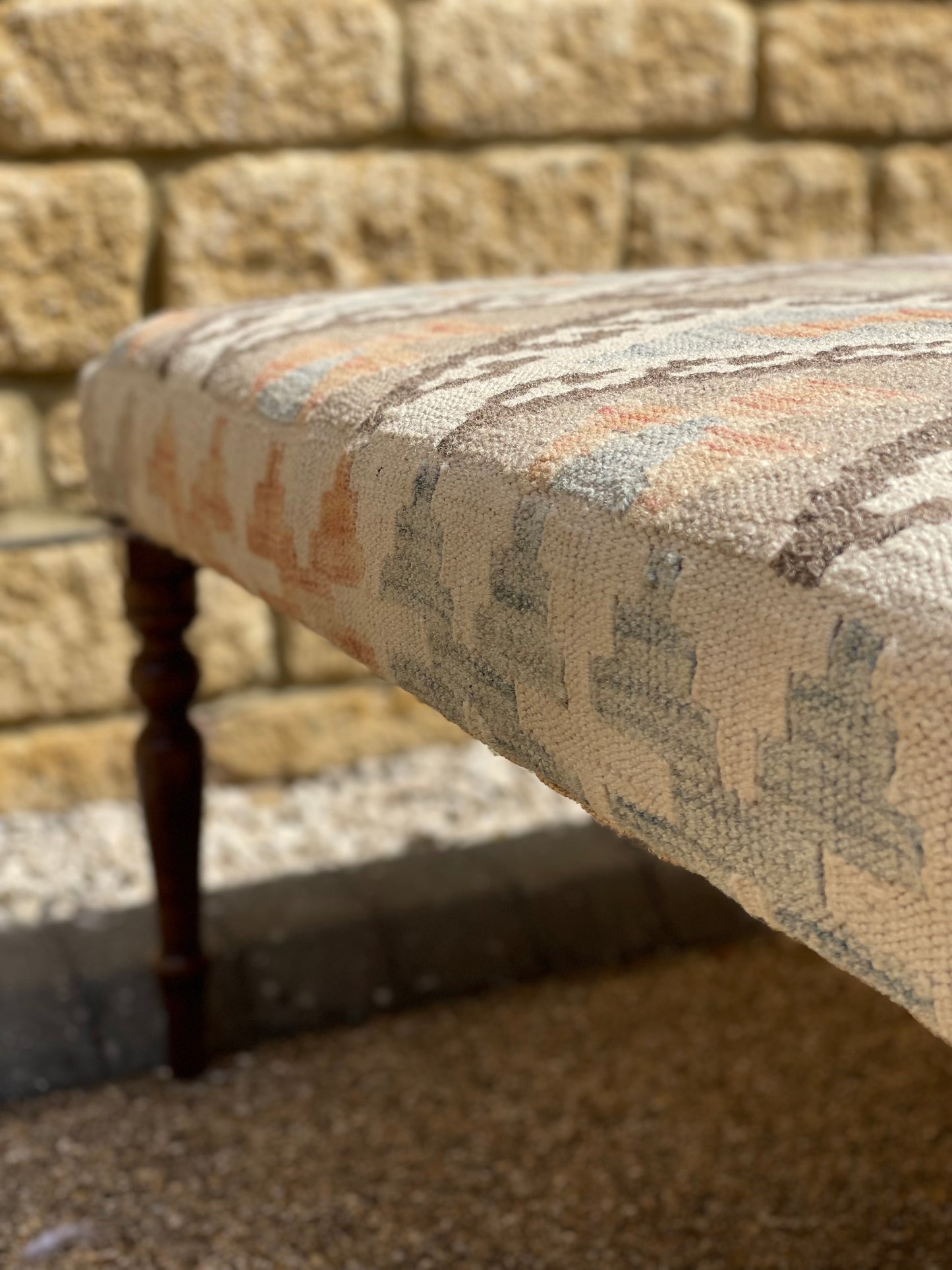 Large Kilim upholstered Ottoman Table