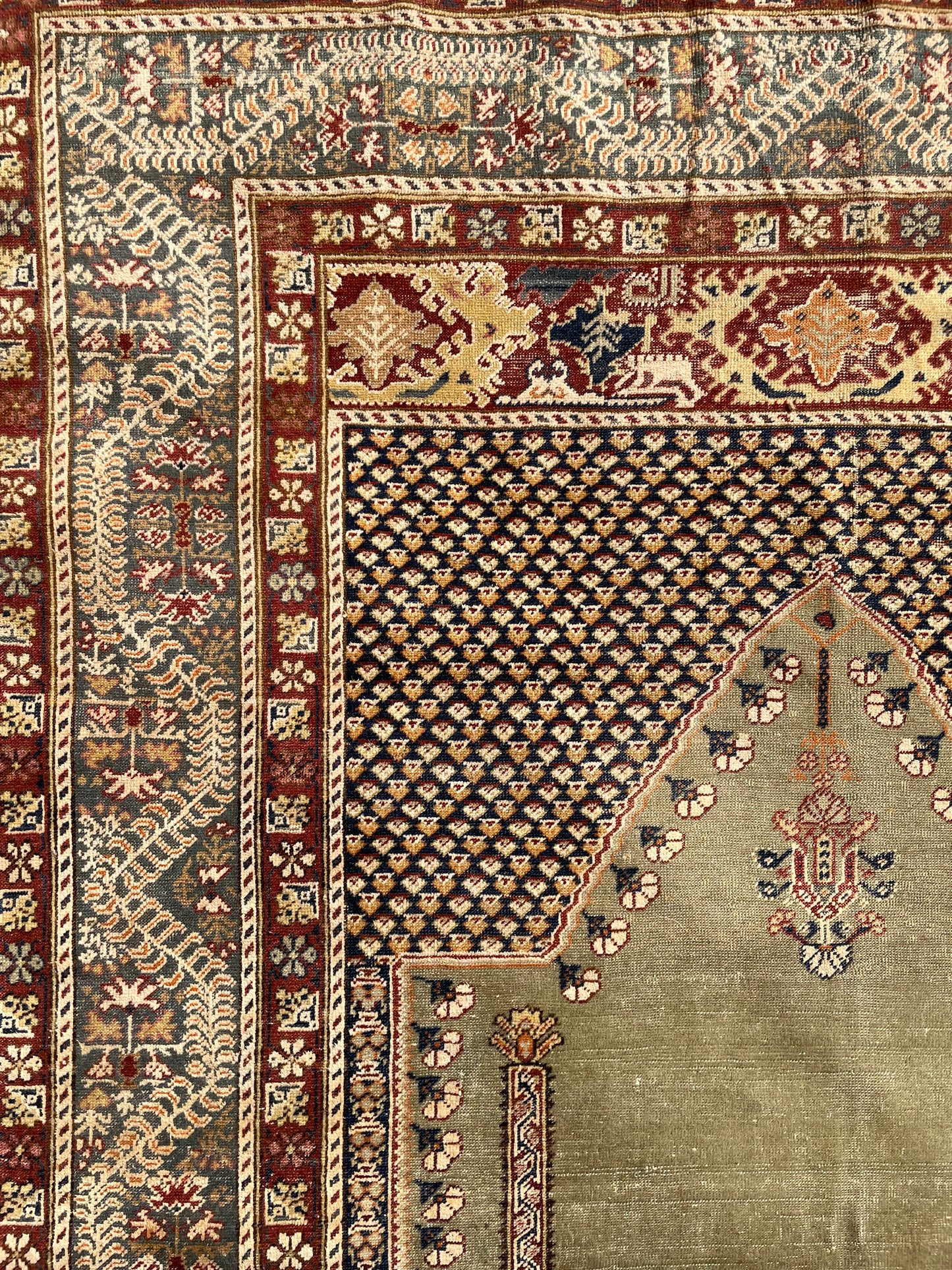 Antique Anatolian Ghiordes prayer rug