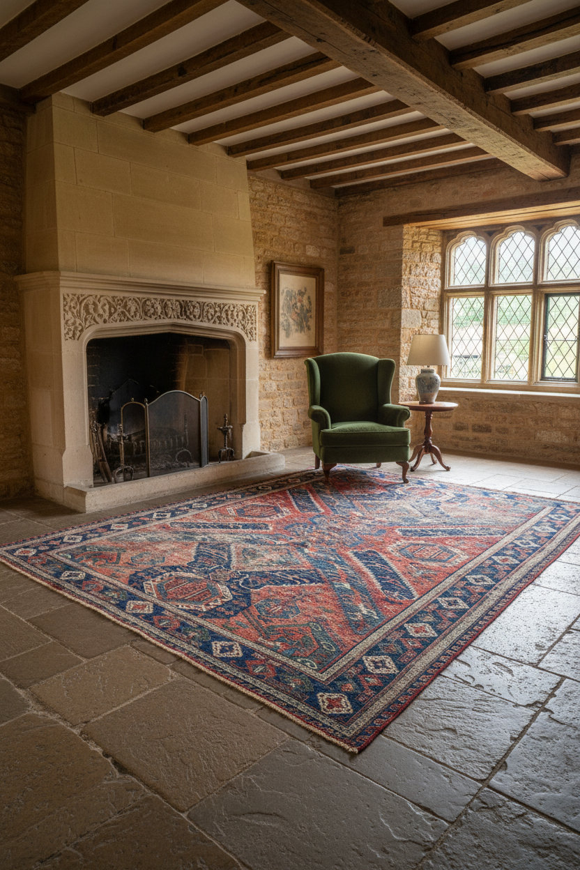 Antique Caucasian “Dragon” Sumak Carpet