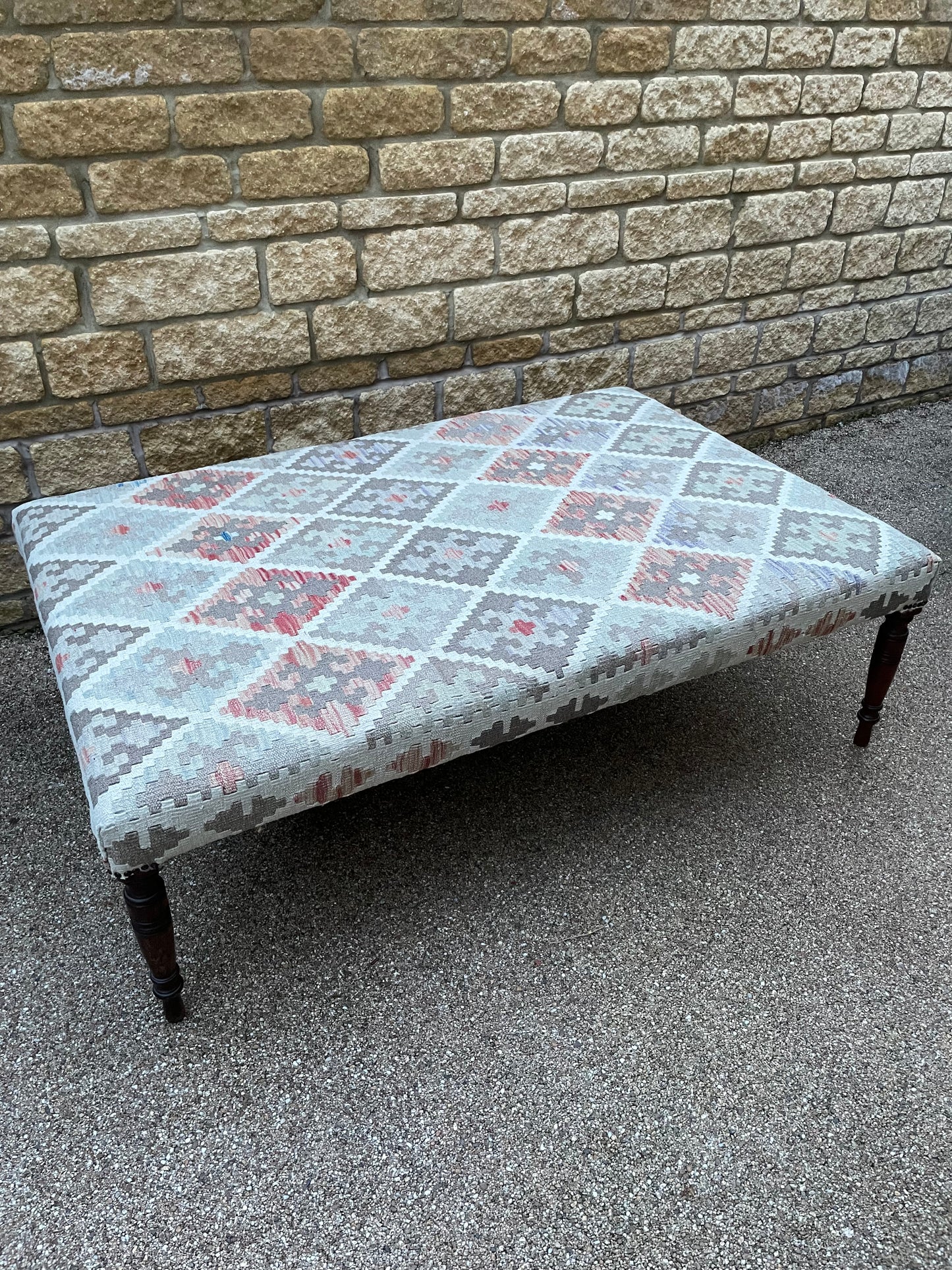 Kilim Upholstered Ottoman Table/ Stool