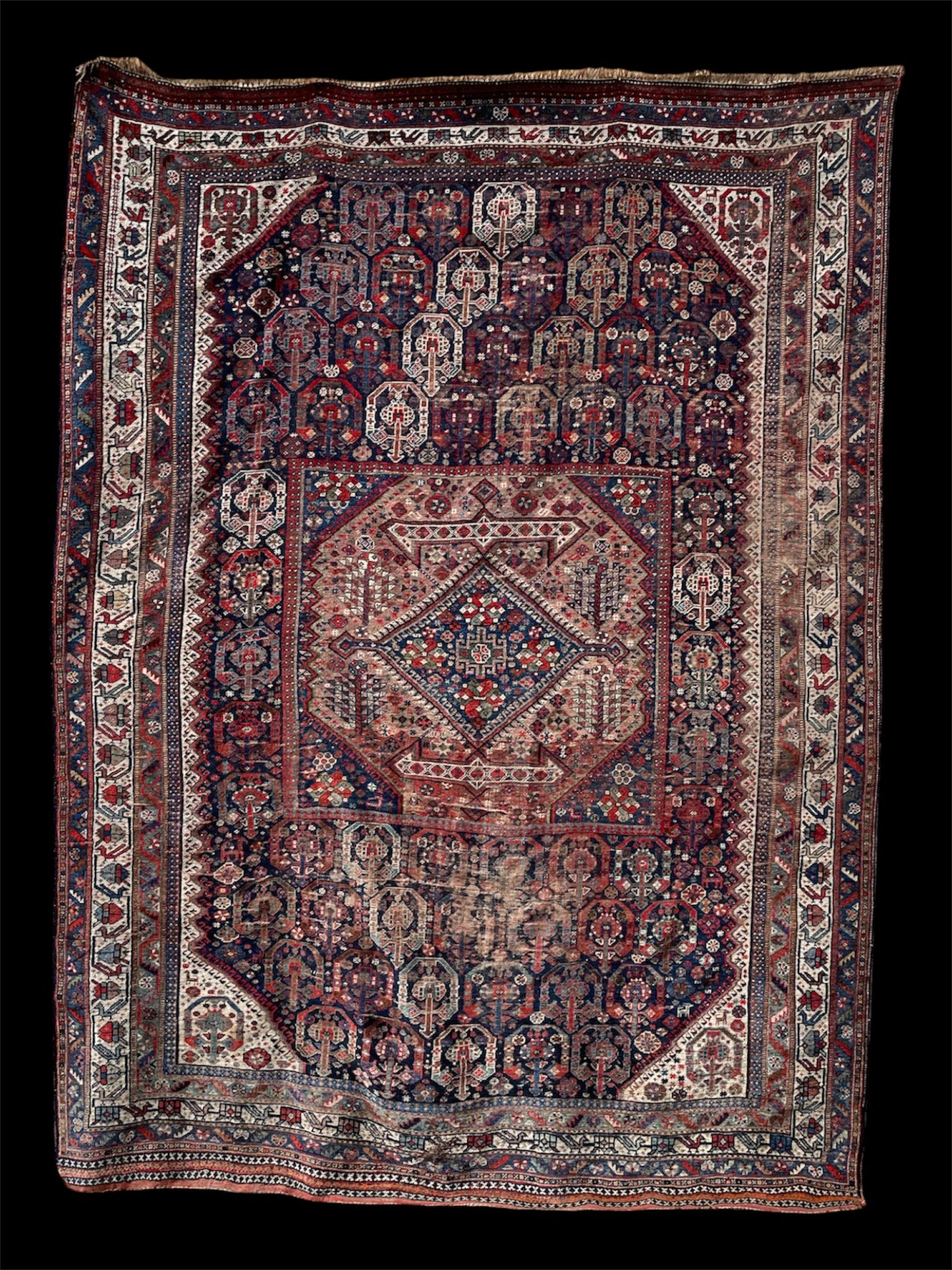 Antique Khamseh Confederacy Baharlu Tribal Main Carpet