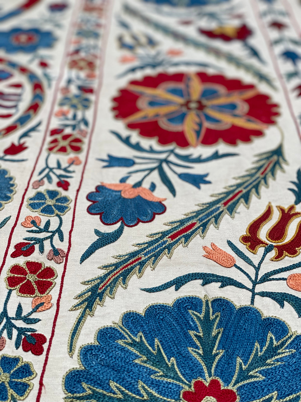 Fine Silk Uzbek Bukhara ‘Nim’ Suzani Textile