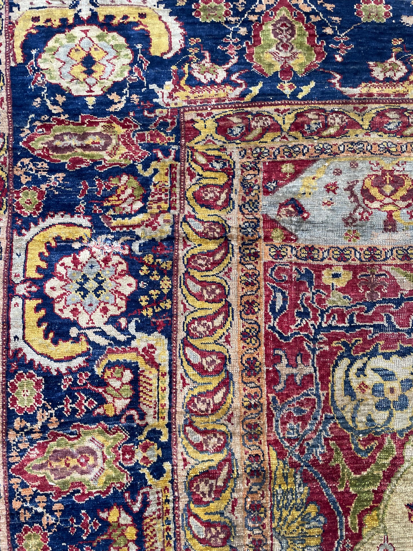 Early Anatolian Silk Prayer Rug of Ghiordes Design - 19th Century