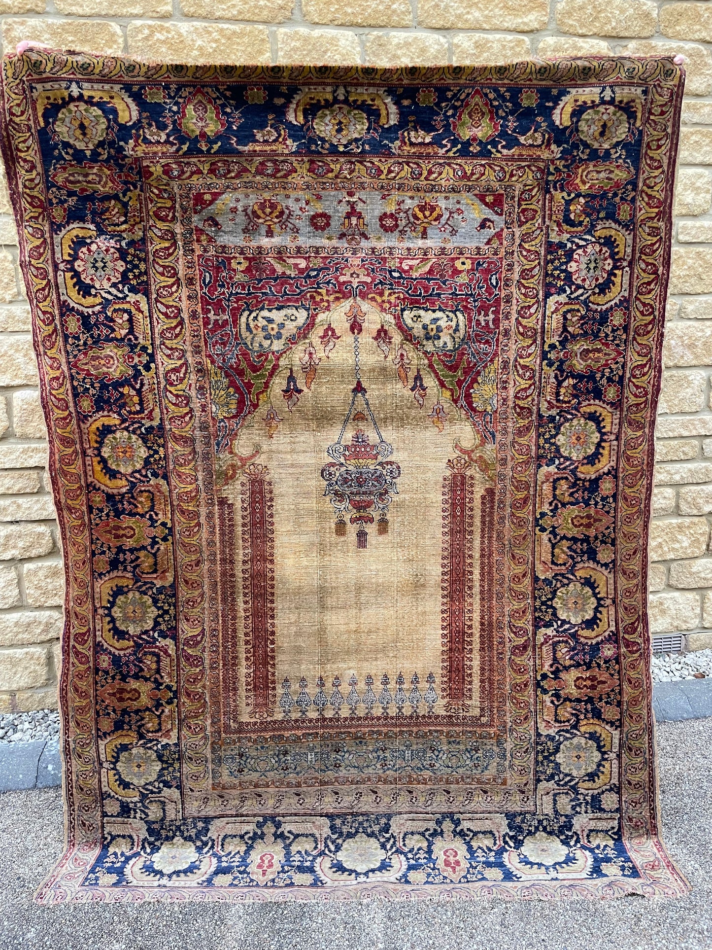 Early Anatolian Silk Prayer Rug of Ghiordes Design - 19th Century