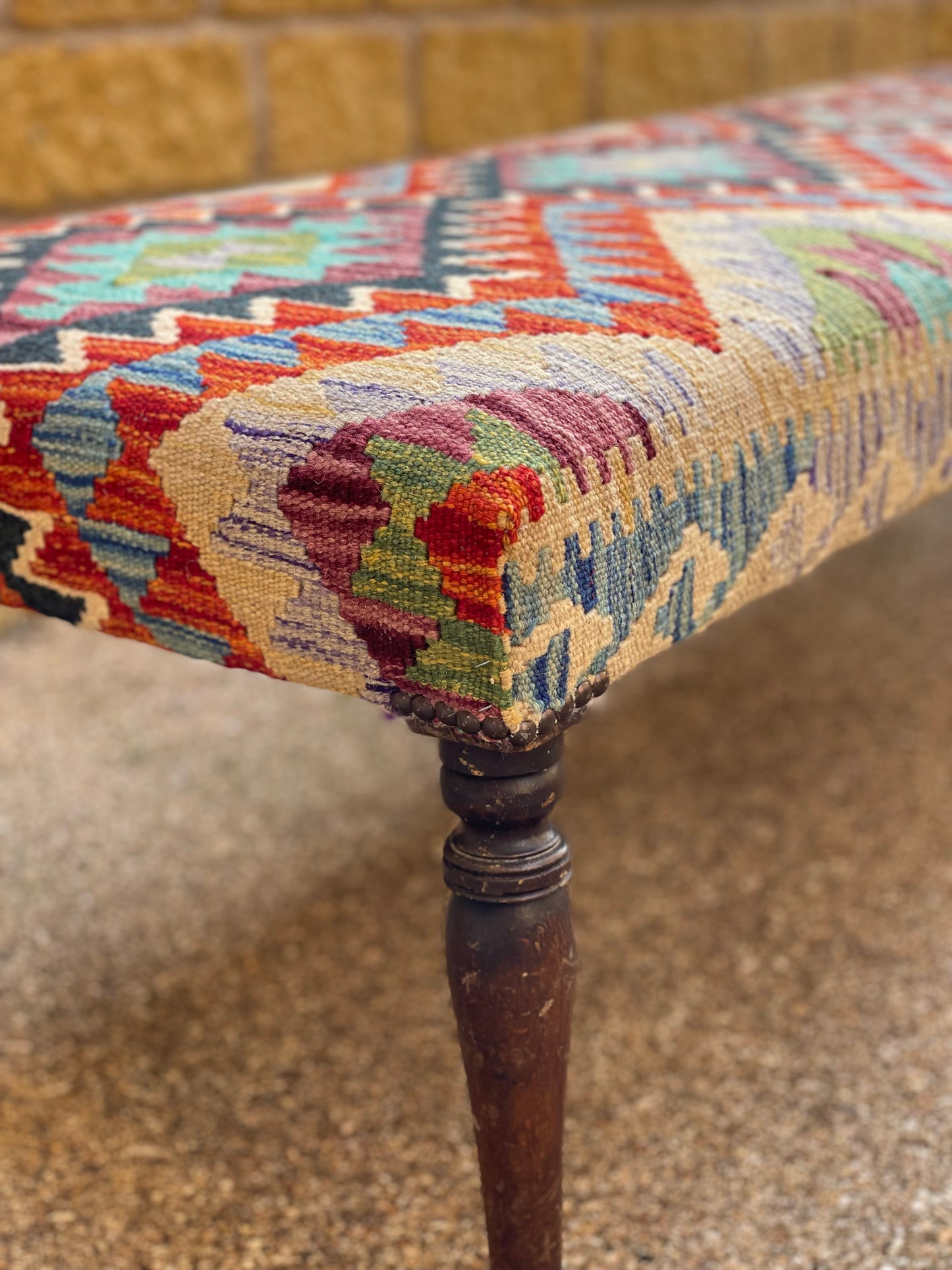 Kilim upholstered Ottoman Long Bench/Stool